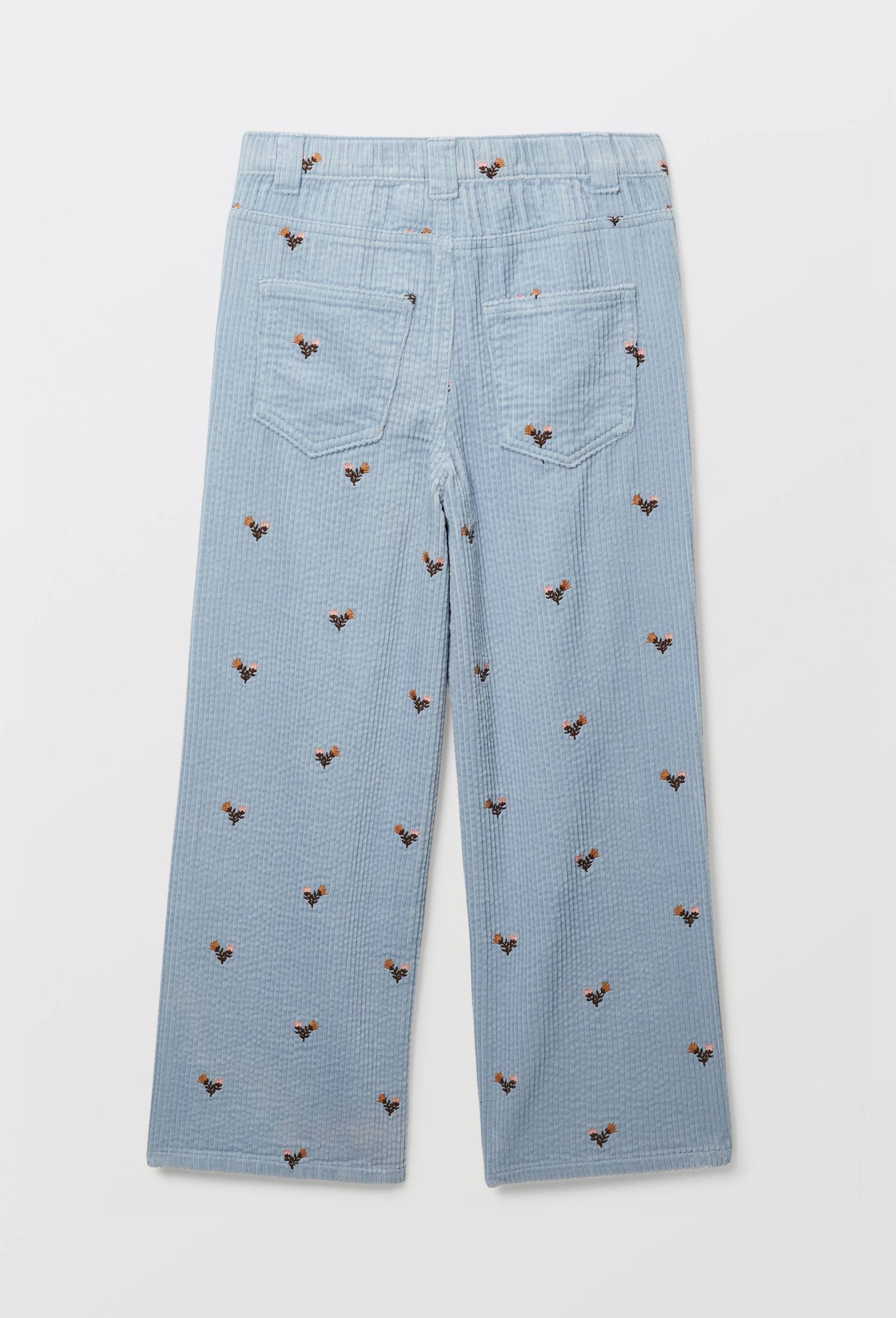 Pantalon en velours c&ocirc;tel&eacute; brod&eacute;, Bleu, large image number 2