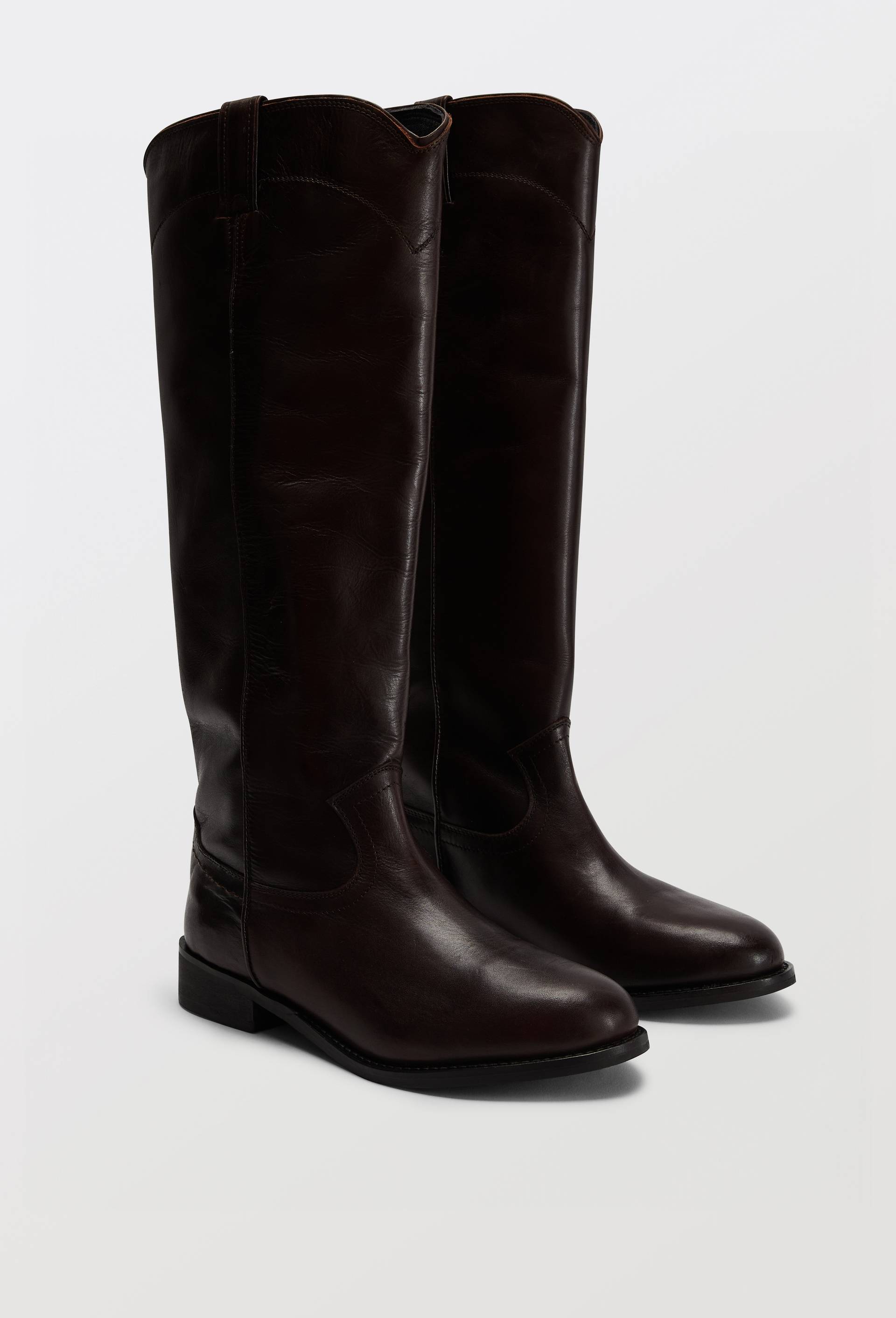 Bottes plates en cuir, Brun fonc&eacute;, large image number 0.0