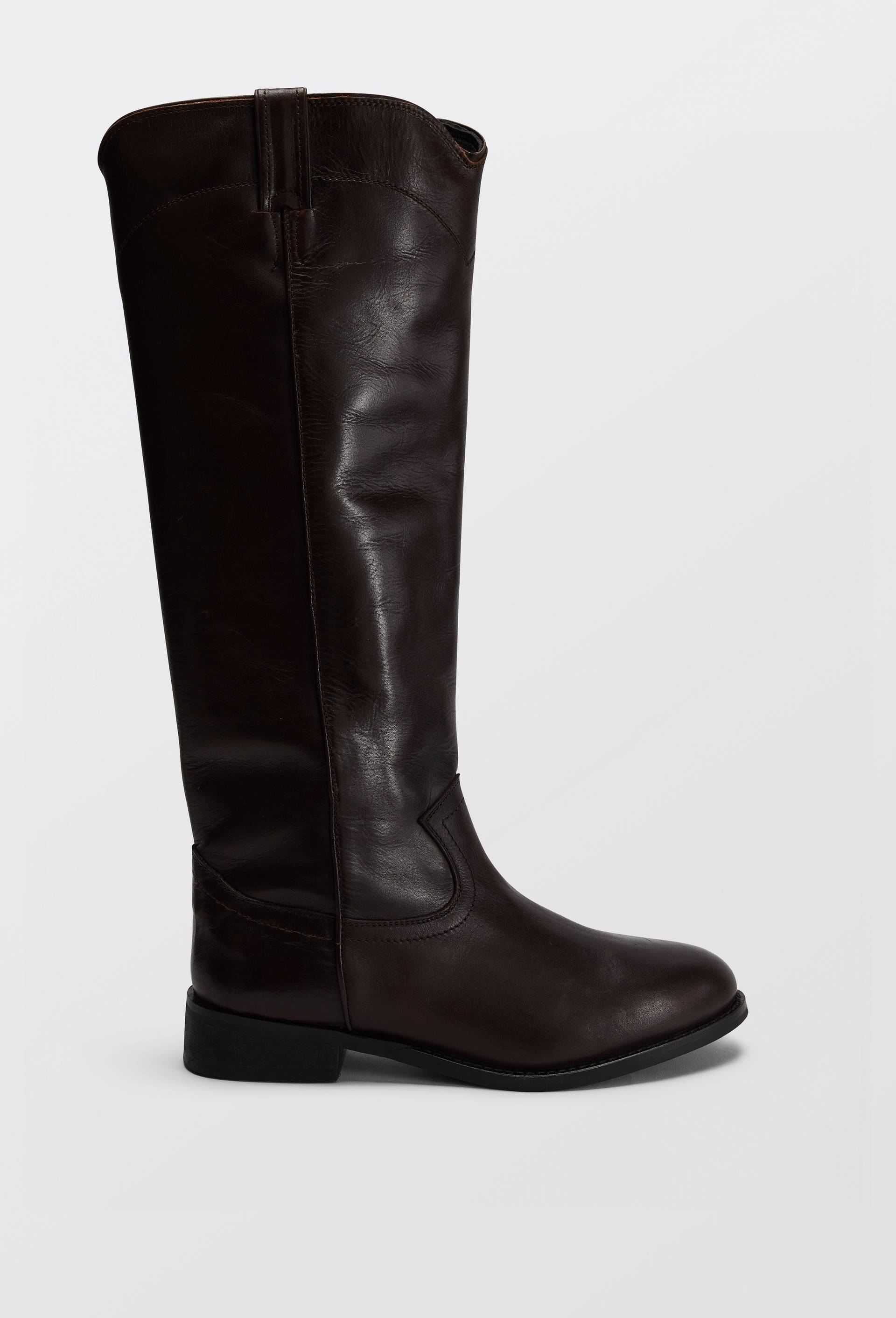 Bottes plates en cuir, Brun fonc&eacute;, large image number 1.0