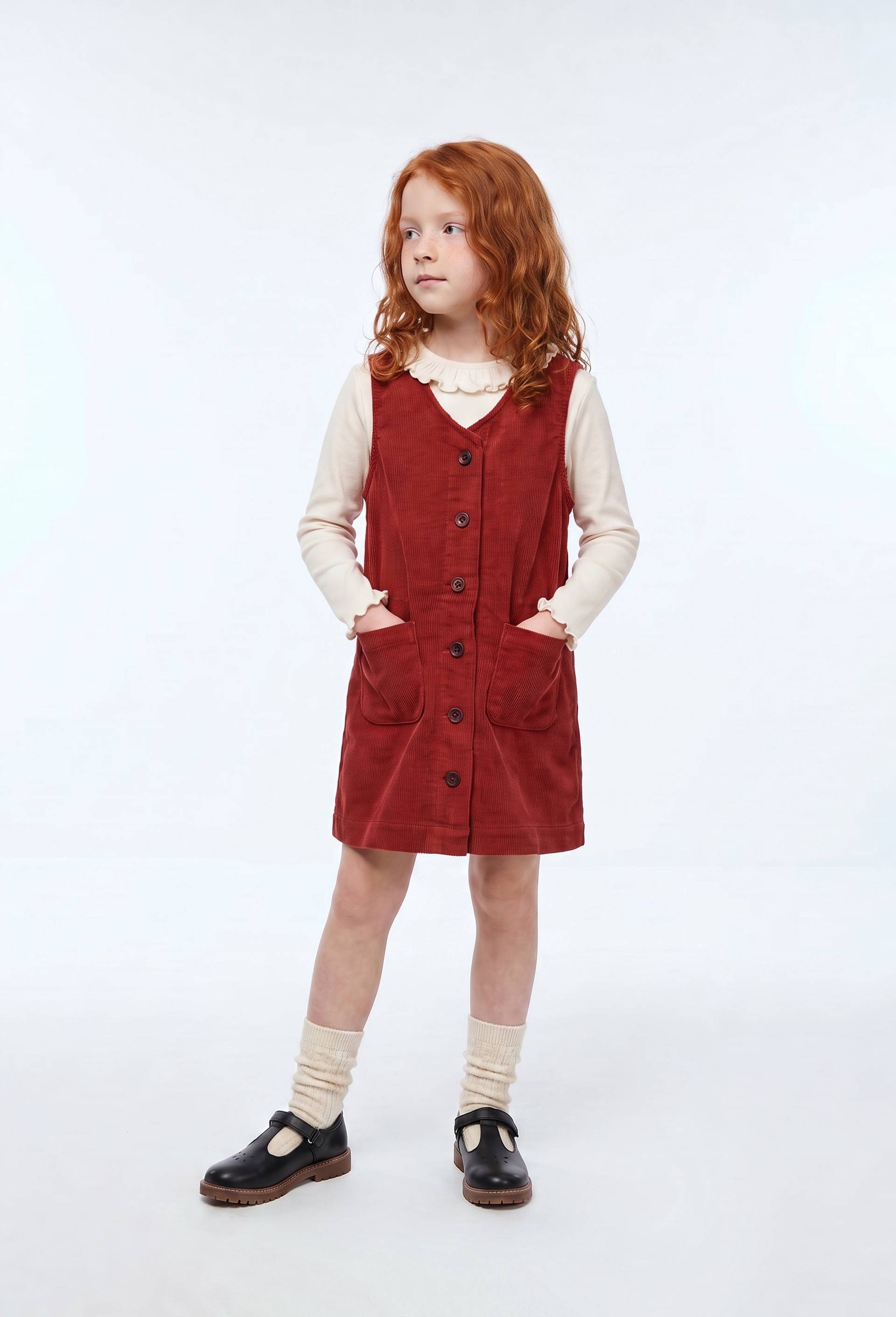 Robe sans manche en velours, Rouge, large image number 0