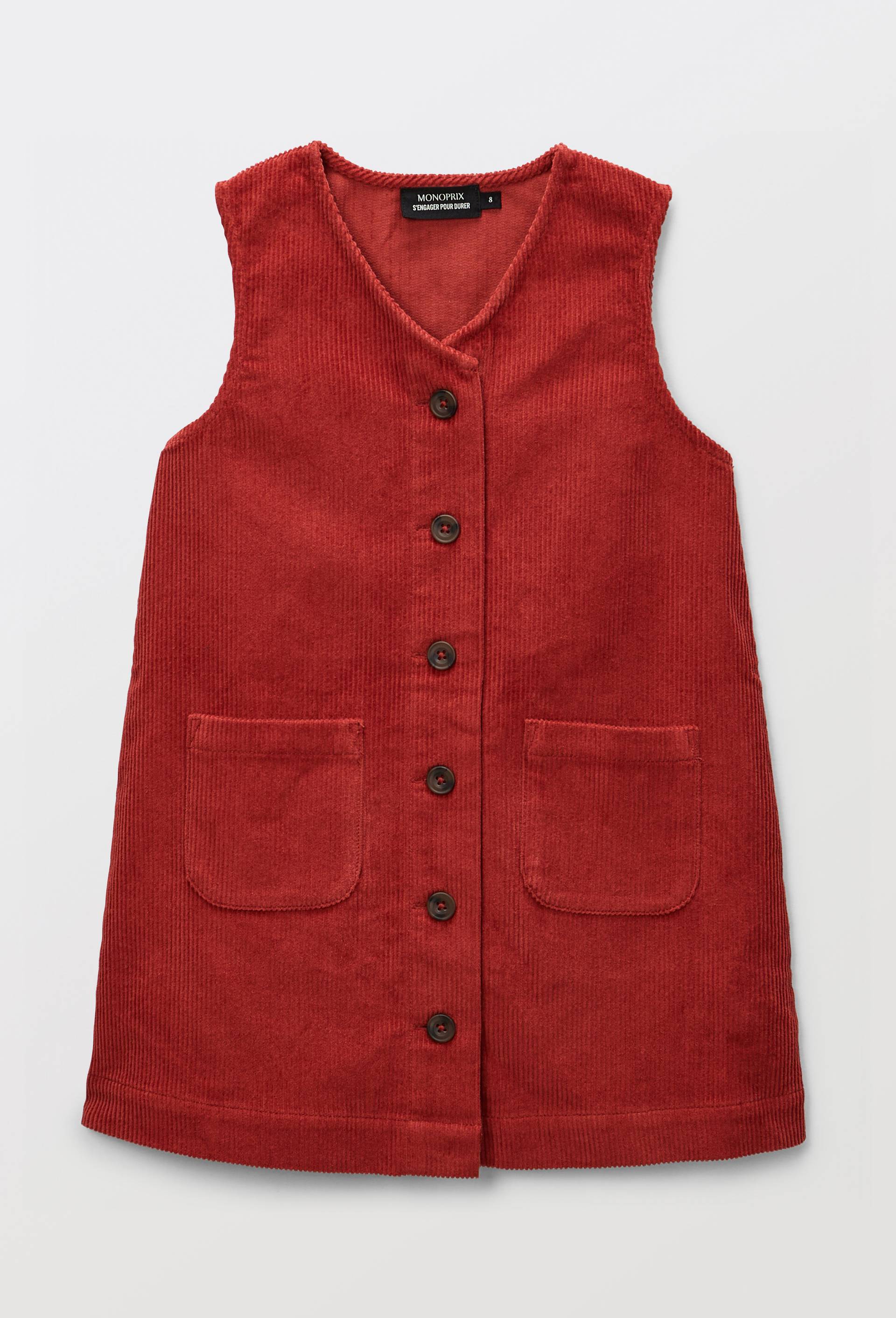 Robe sans manche en velours, Rouge, large image number 1.0