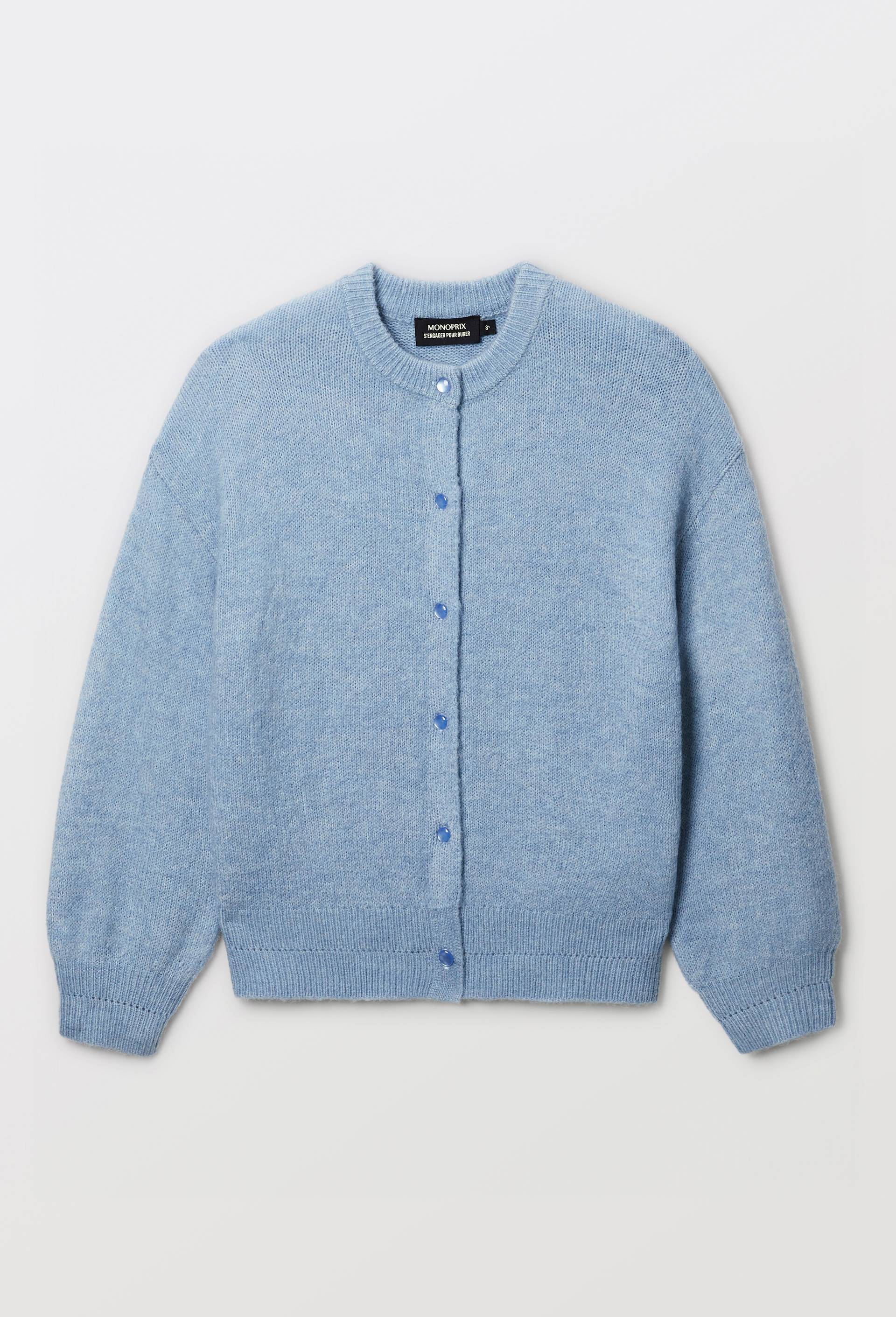 Cardigan uni contenant de la laine, Bleu, large image number 1