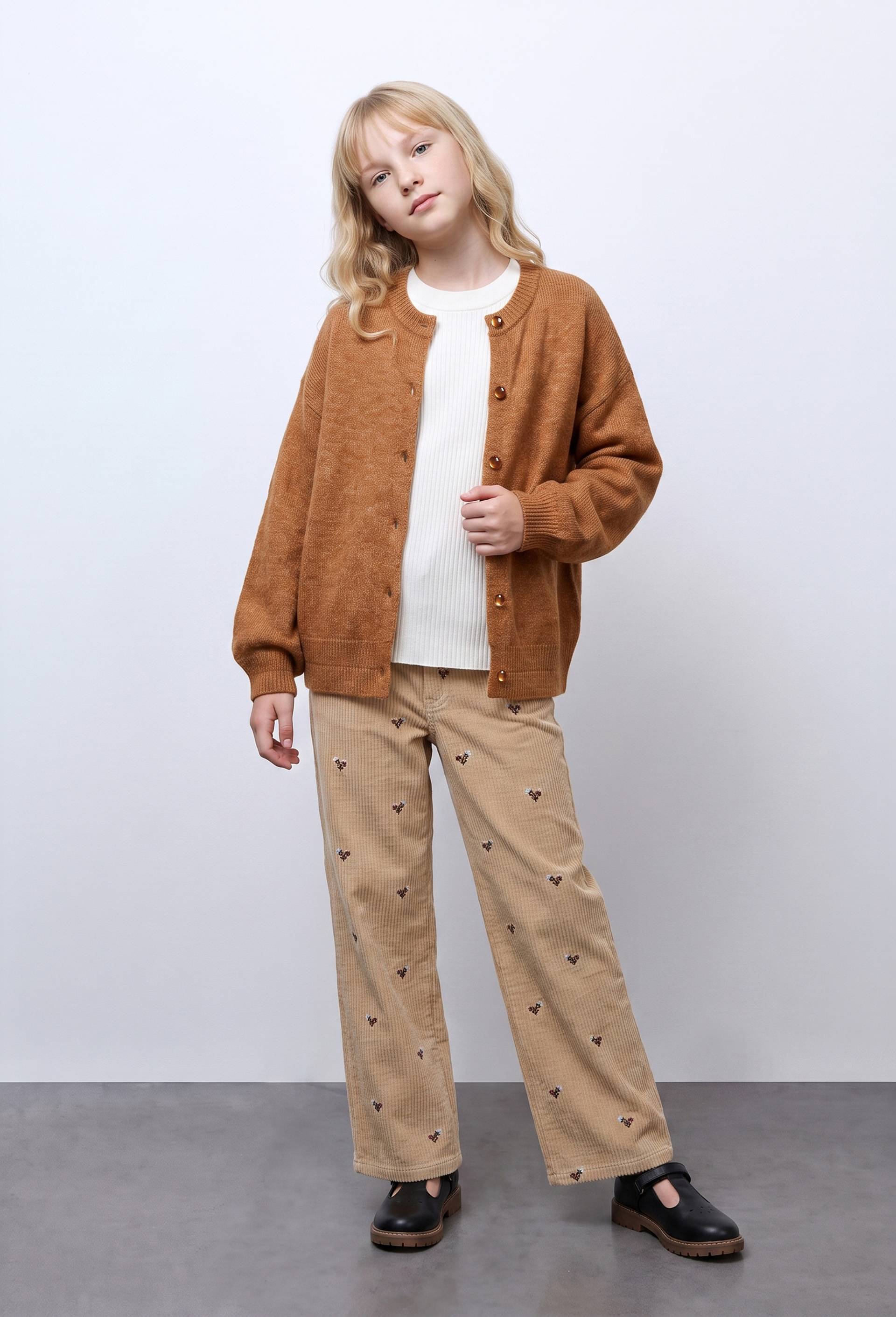 Cardigan uni contenant de la laine, Brun clair, swatch image