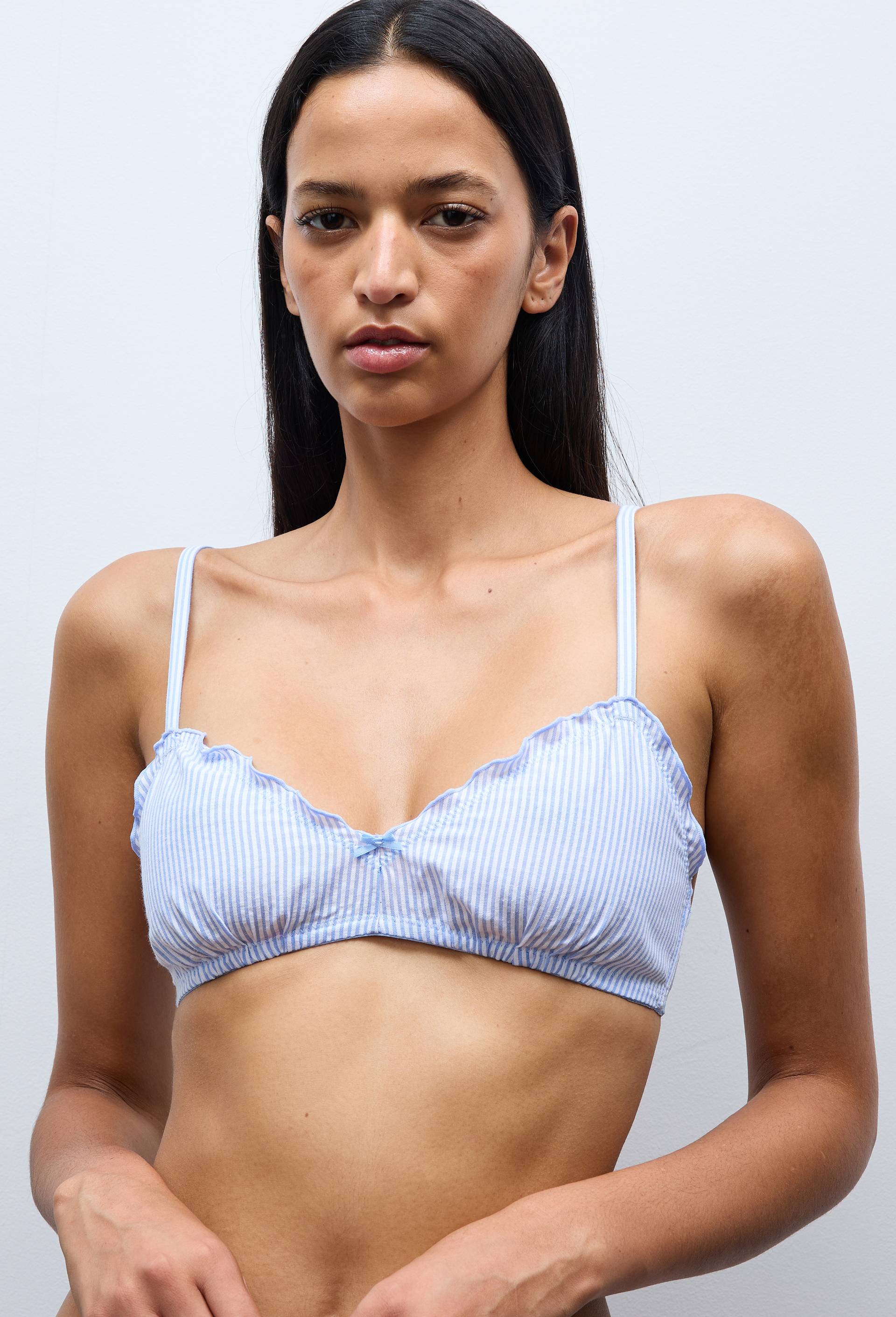 Soutien-gorge triangle MARIA contenant du coton ray&eacute;, Bleu, large image number 0