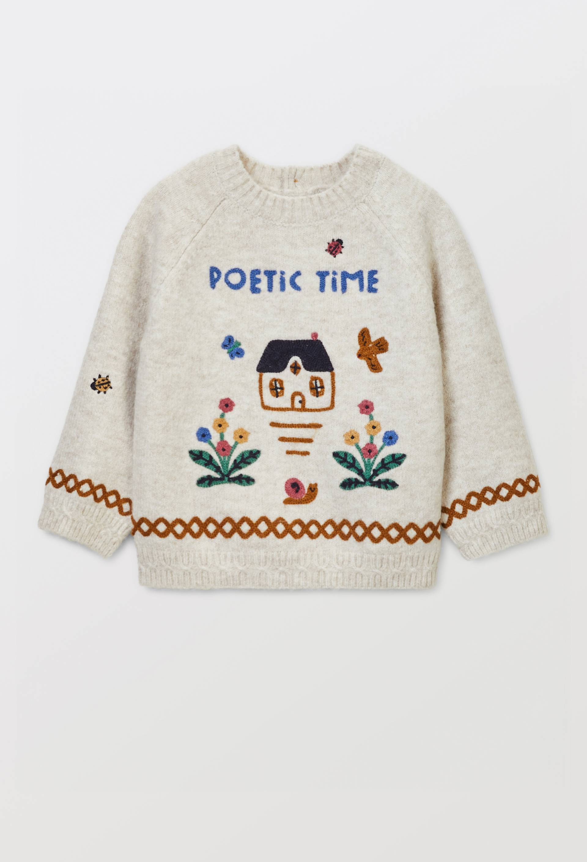 Pull intarsia brod&eacute;, Beige clair, large image number 1