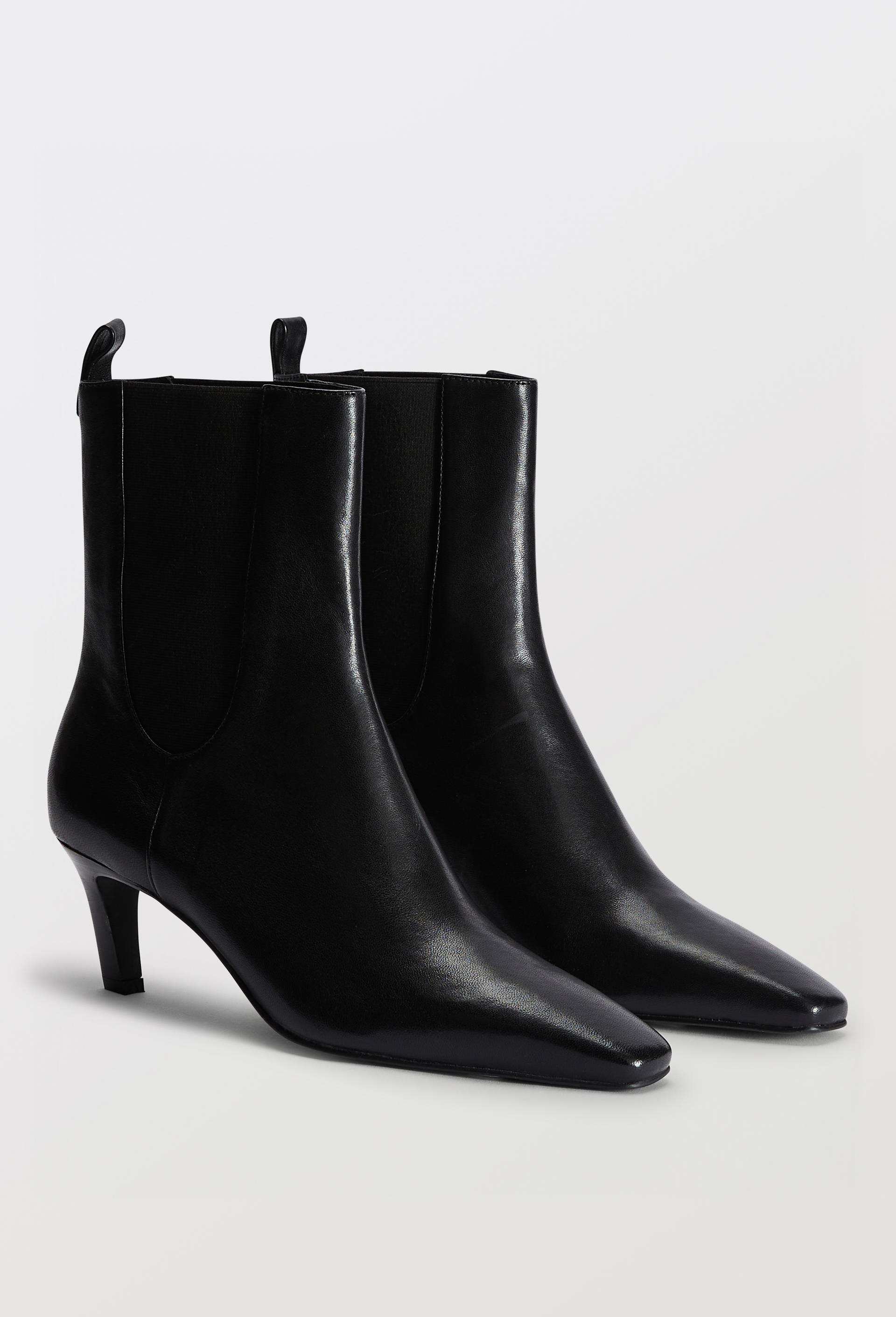 Bottines &agrave; talon en cuir, Noir, large image number 0.0