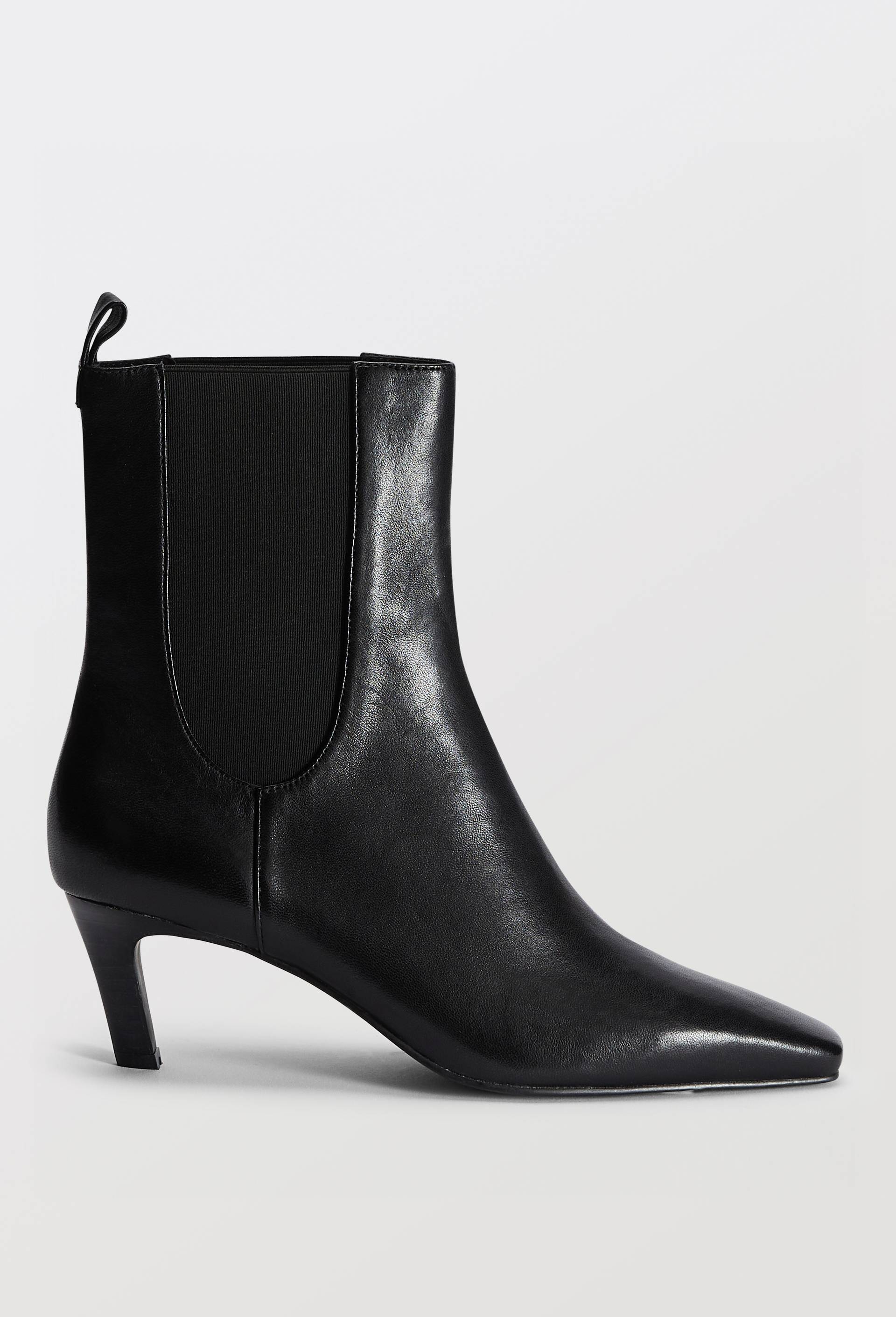 Bottines &agrave; talon en cuir, Noir, large image number 1