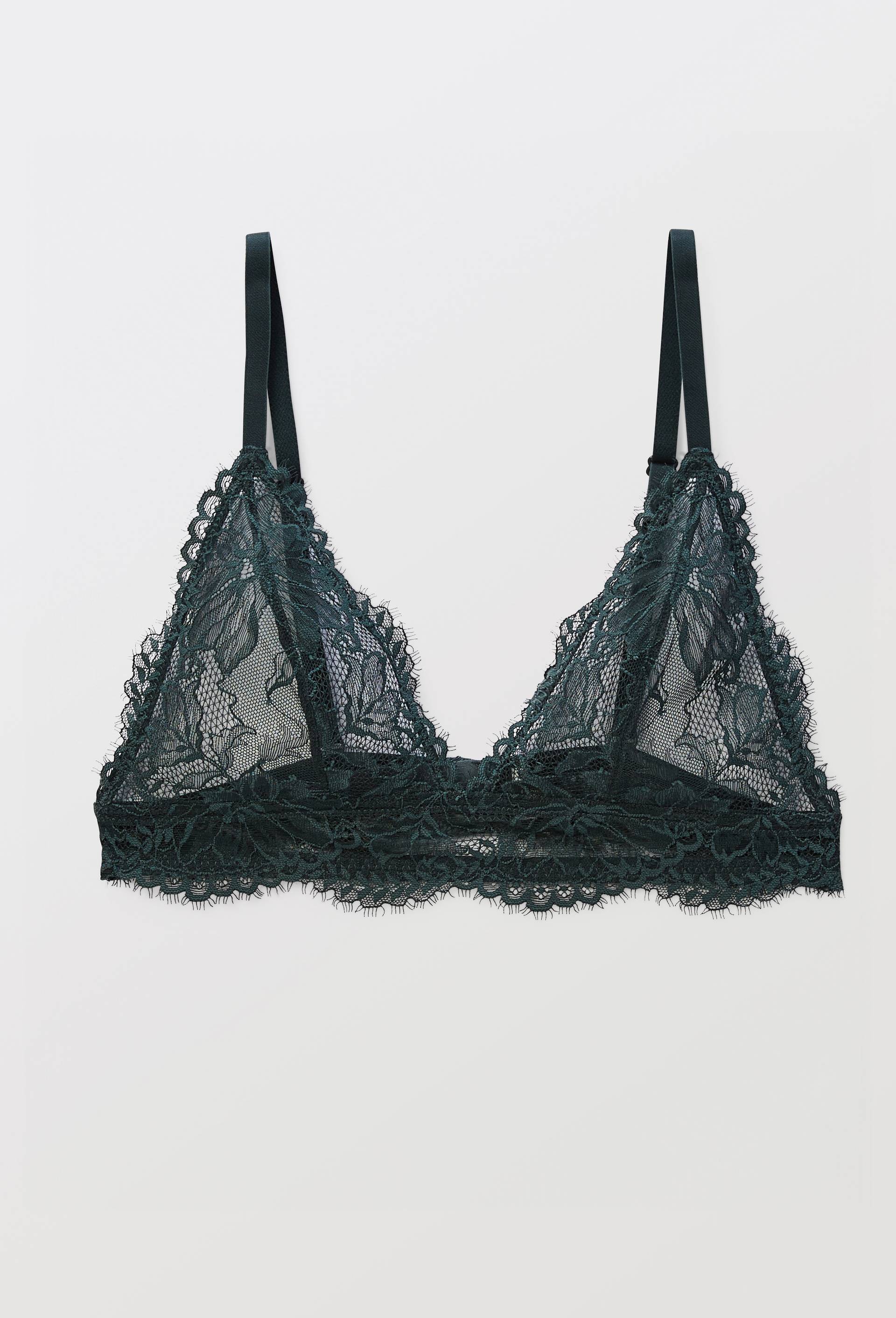 Soutien-gorge triangle ELISE en dentelle, Vert fonc&eacute;, large image number 2