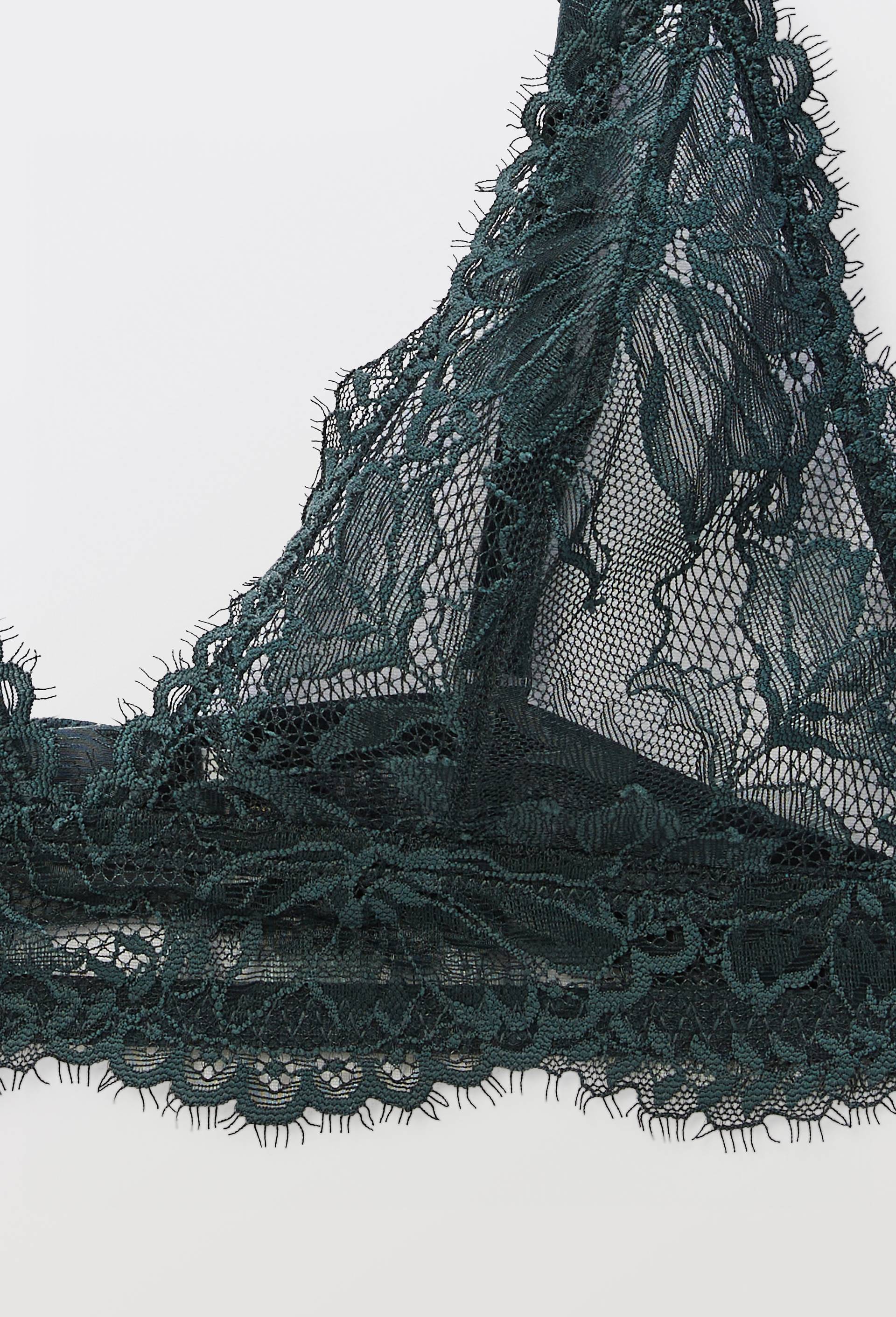 Soutien-gorge triangle ELISE en dentelle, Vert fonc&eacute;, large image number 4