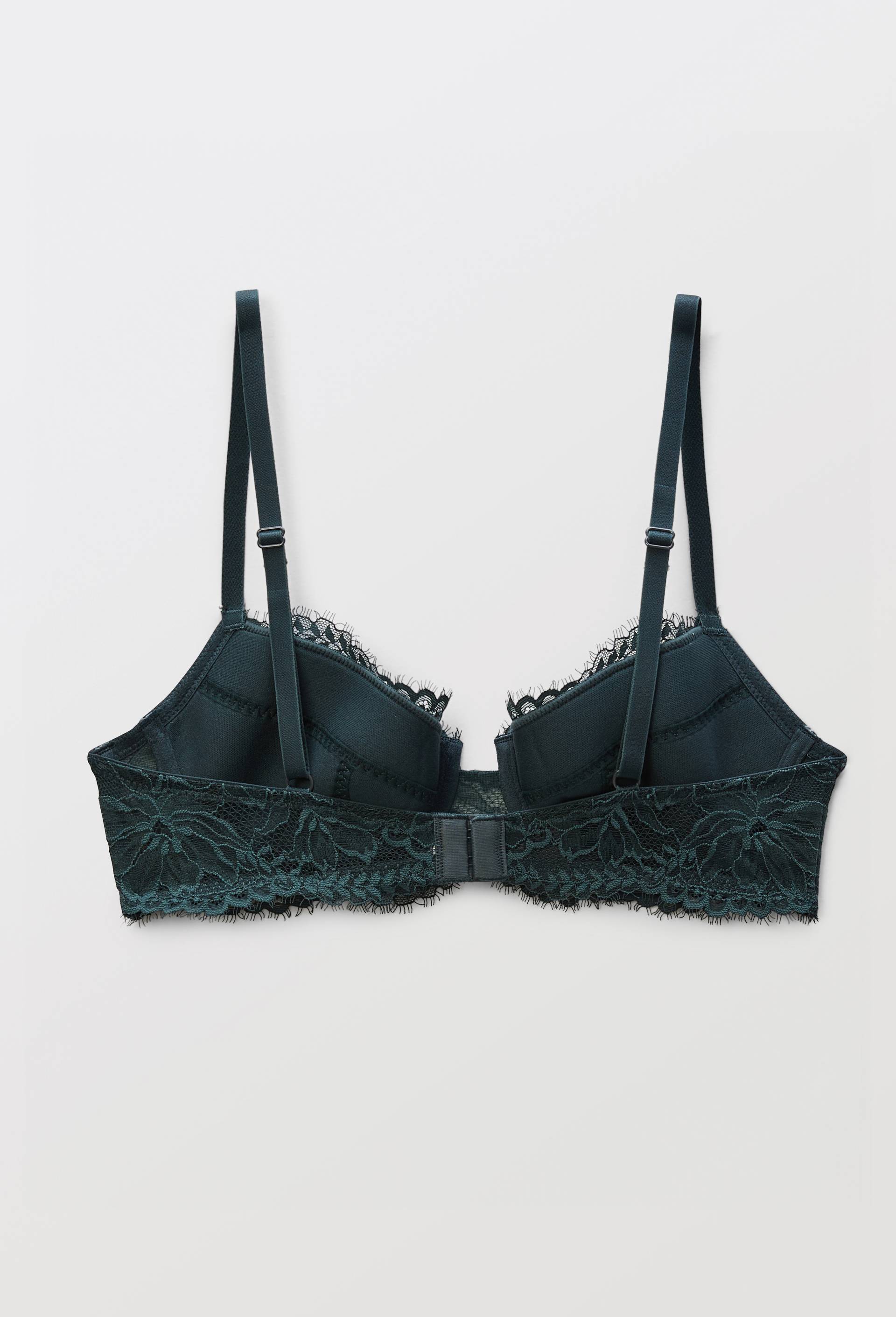 Soutien-gorge corbeille padd&eacute; ELISE en dentelle, Vert fonc&eacute;, large image number 3