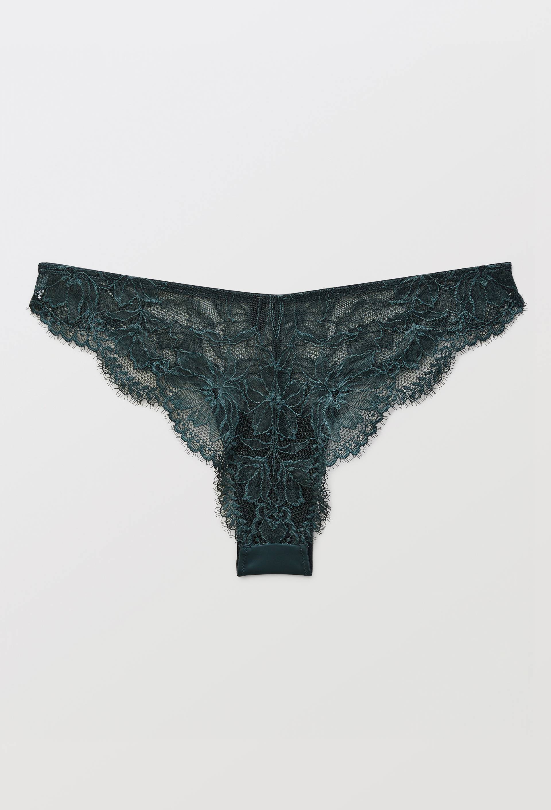 Tanga ELISE en dentelle, Vert fonc&eacute;, large image number 3