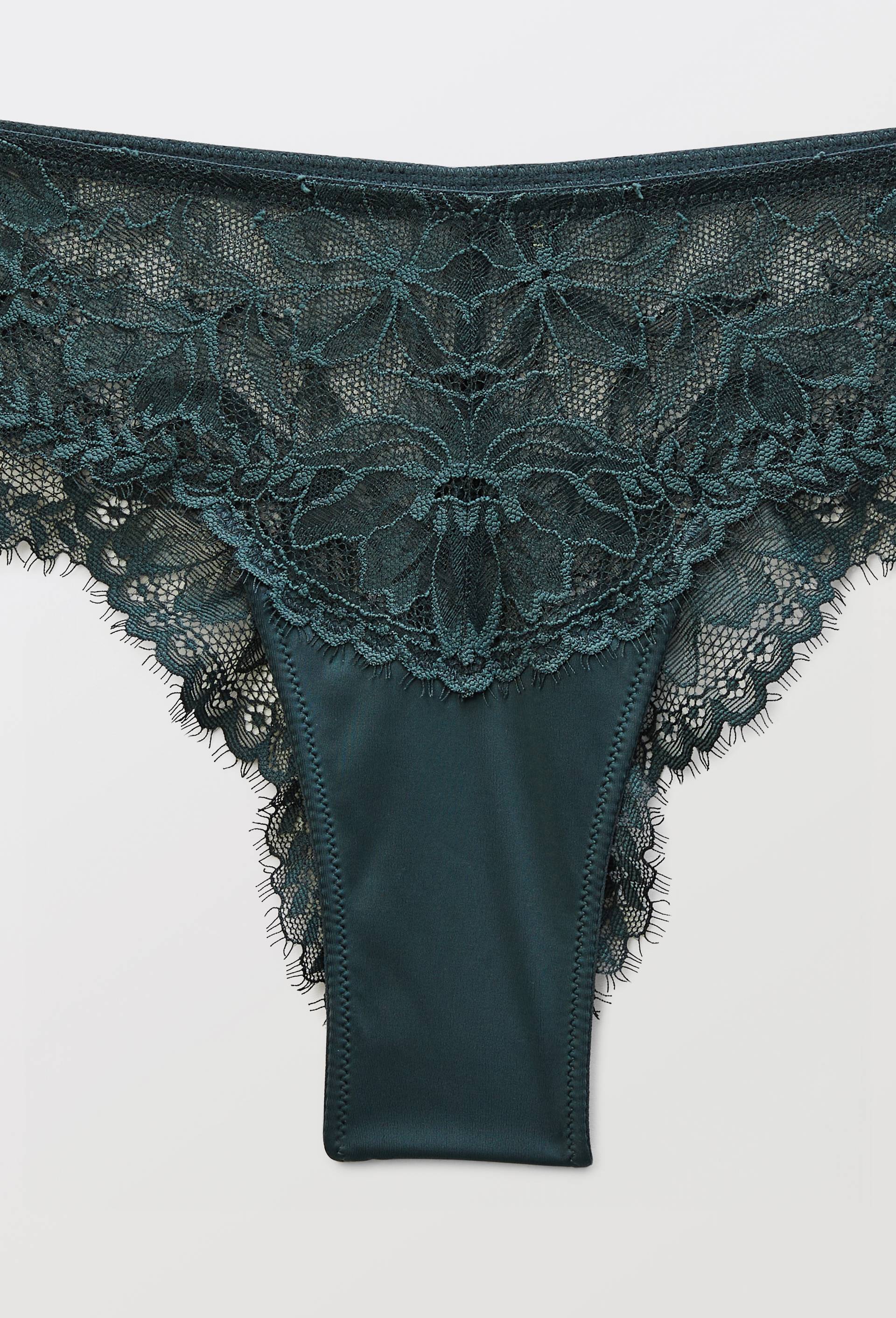 Tanga ELISE en dentelle, Vert fonc&eacute;, large image number 4.0