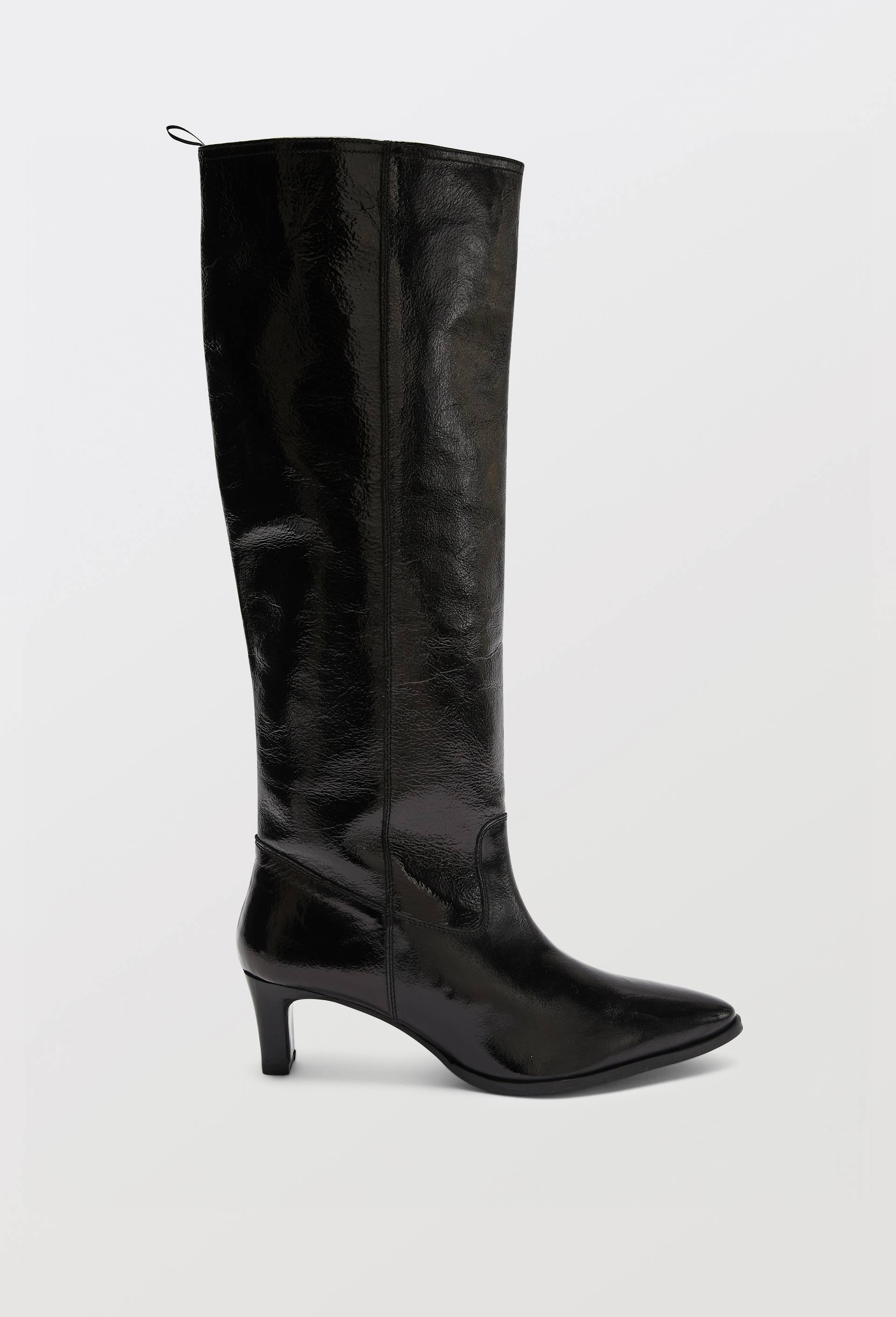 Bottes hautes en cuir &agrave; talon, Noir, large image number 1.0