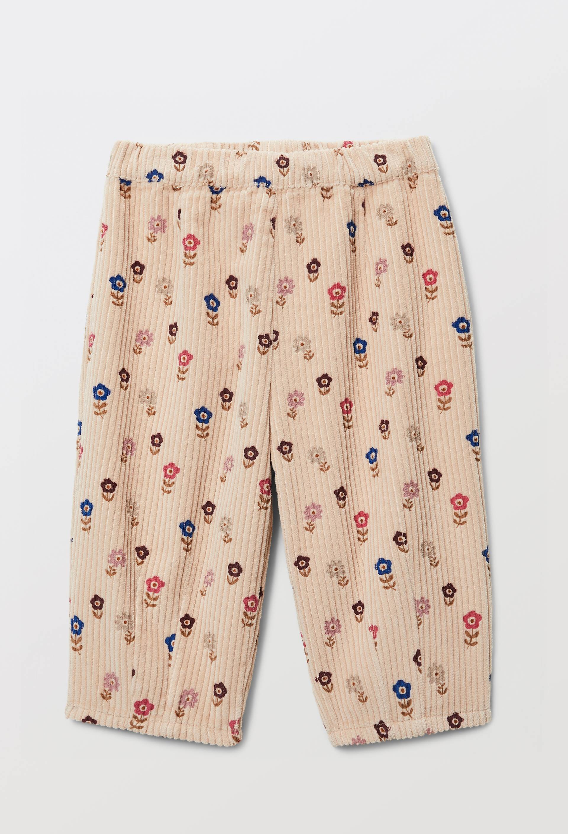Pantalon taille &eacute;lastique en velours imprim&eacute; en coton BIO GOTS, Beige clair, large image number 0.0