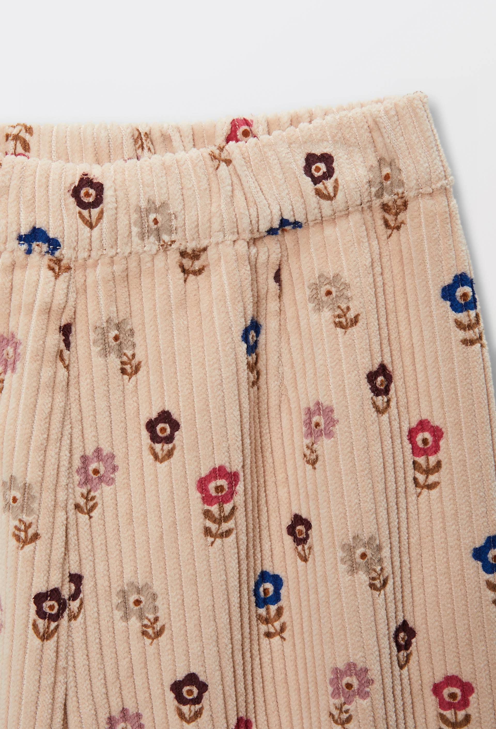 Pantalon taille &eacute;lastique en velours imprim&eacute; en coton BIO GOTS, Beige clair, large image number 2.0