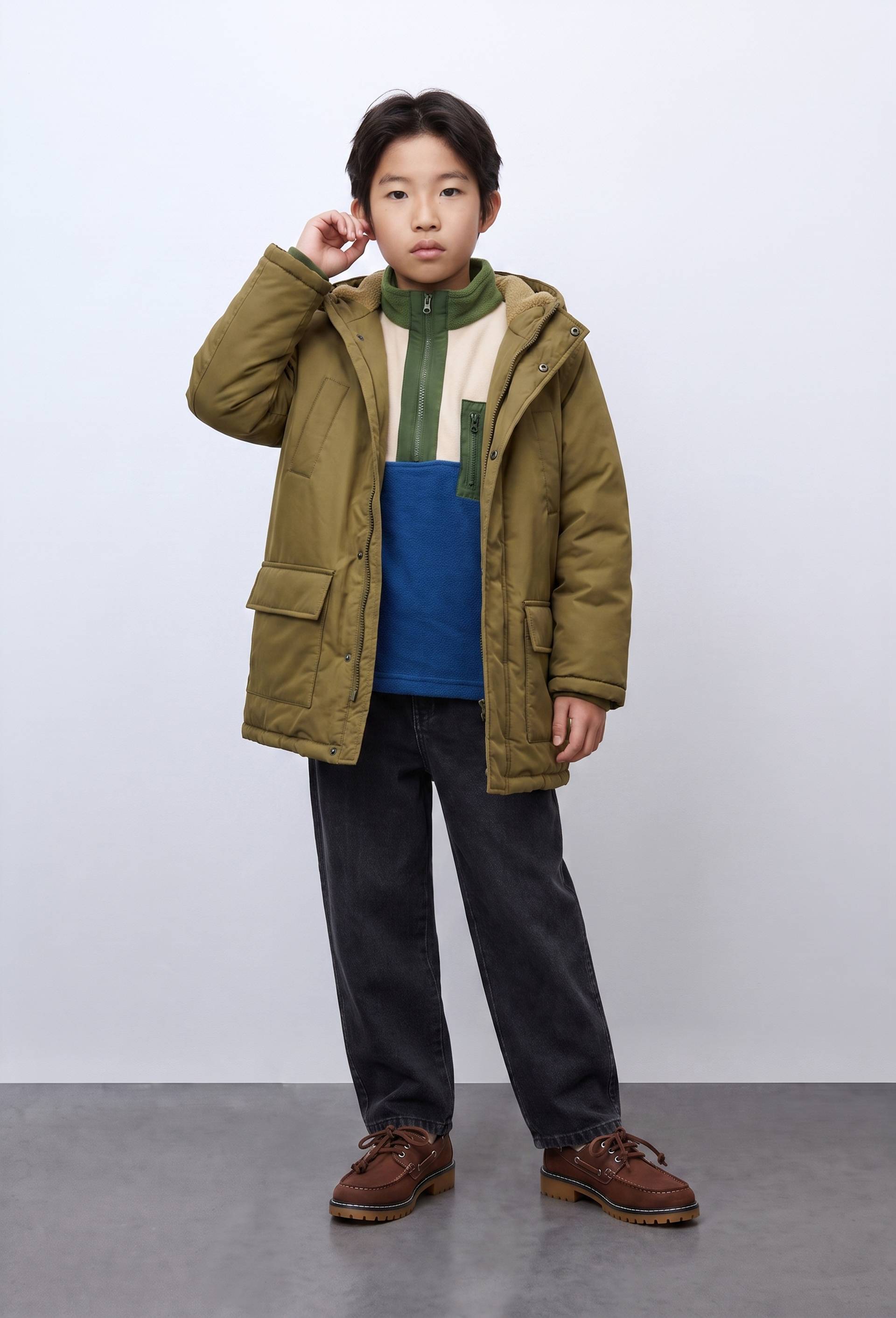 Parka longue imperm&eacute;able &agrave; capuche, Vert fonc&eacute;, large image number 0