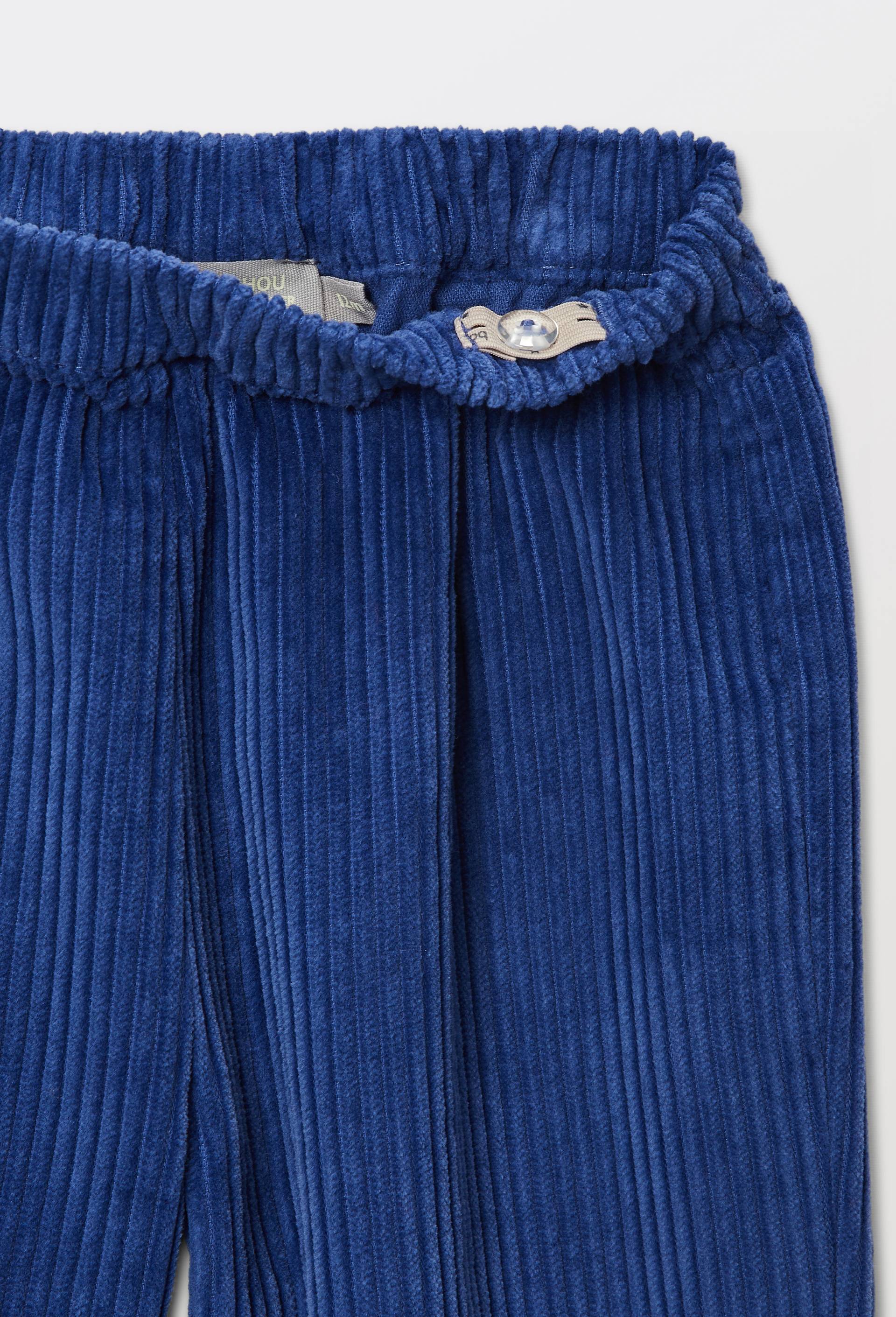 Pantalon taille &eacute;lastique en velours uni en coton BIO GOTS, Bleu fonc&eacute;, large image number 2