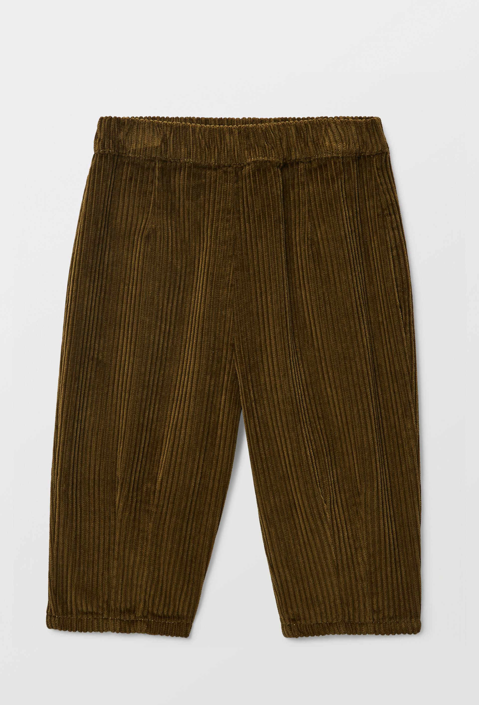 Pantalon taille &eacute;lastique en velours uni en coton BIO GOTS, Beige fonc&eacute;, large image number 1.0