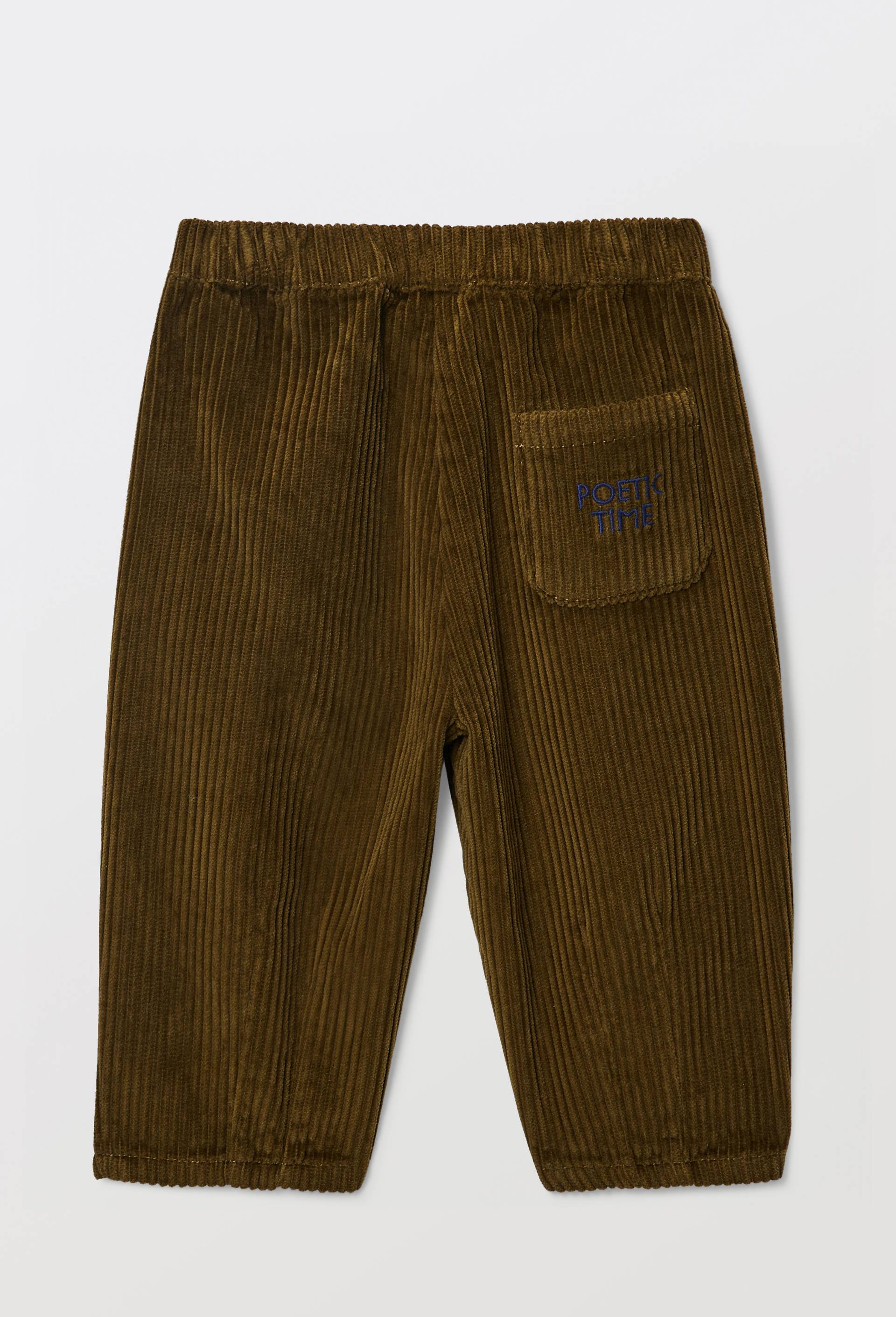 Pantalon taille &eacute;lastique en velours uni en coton BIO GOTS, Beige fonc&eacute;, large image number 2