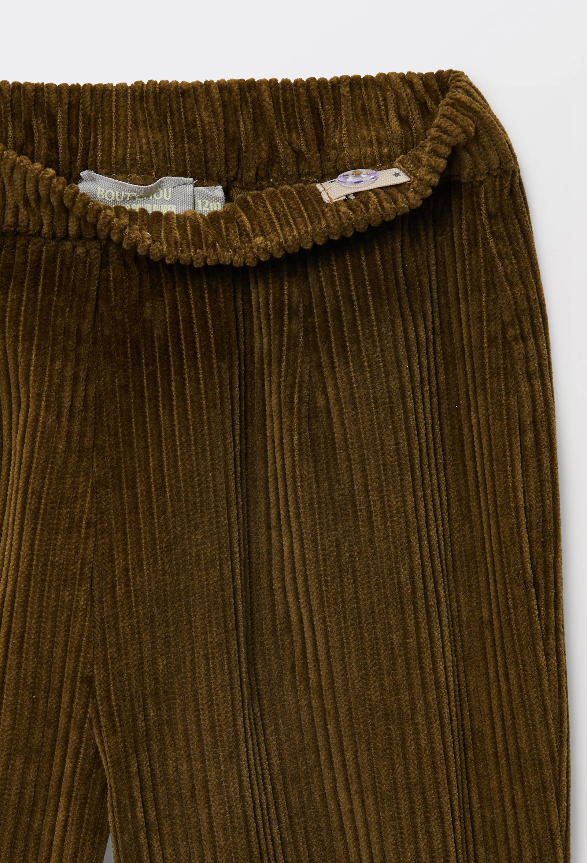 Pantalon taille &eacute;lastique en velours uni en coton BIO GOTS, Beige fonc&eacute;, large image number 3