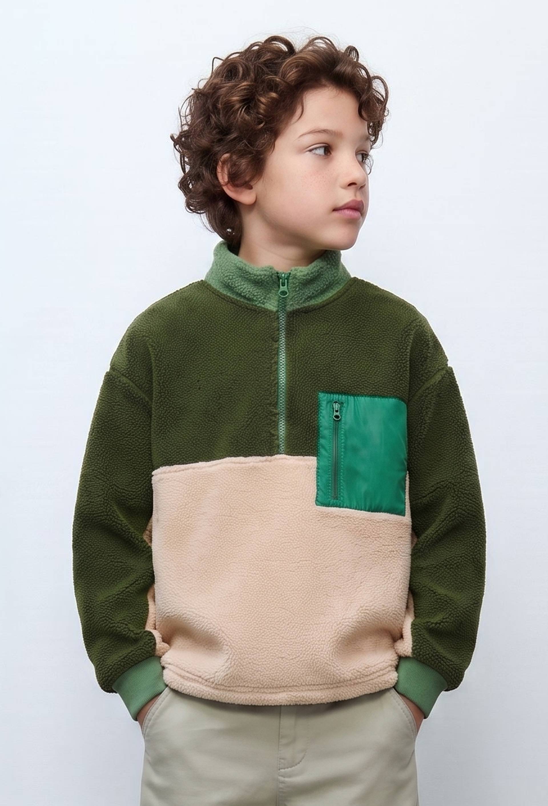 Pull en polaire avec poche, Vert, large image number 0