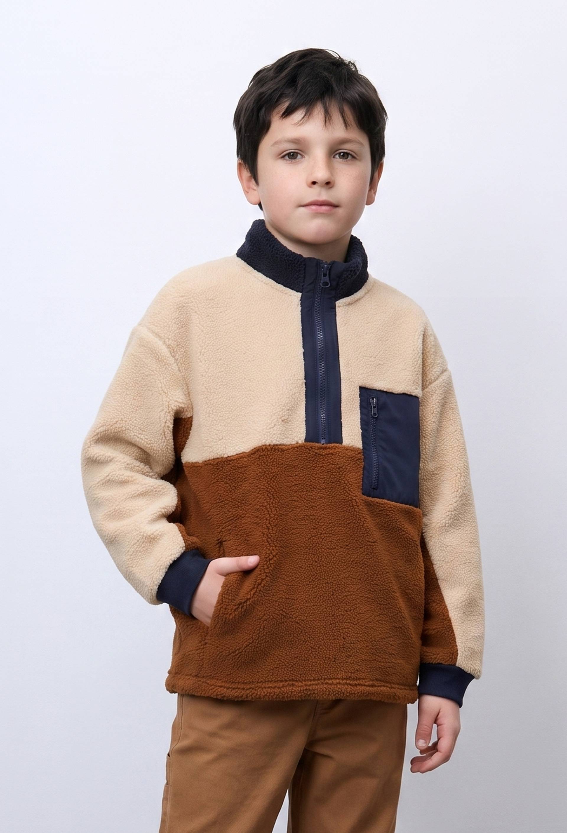 Pull en polaire avec poche, Brun, large image number 0.0