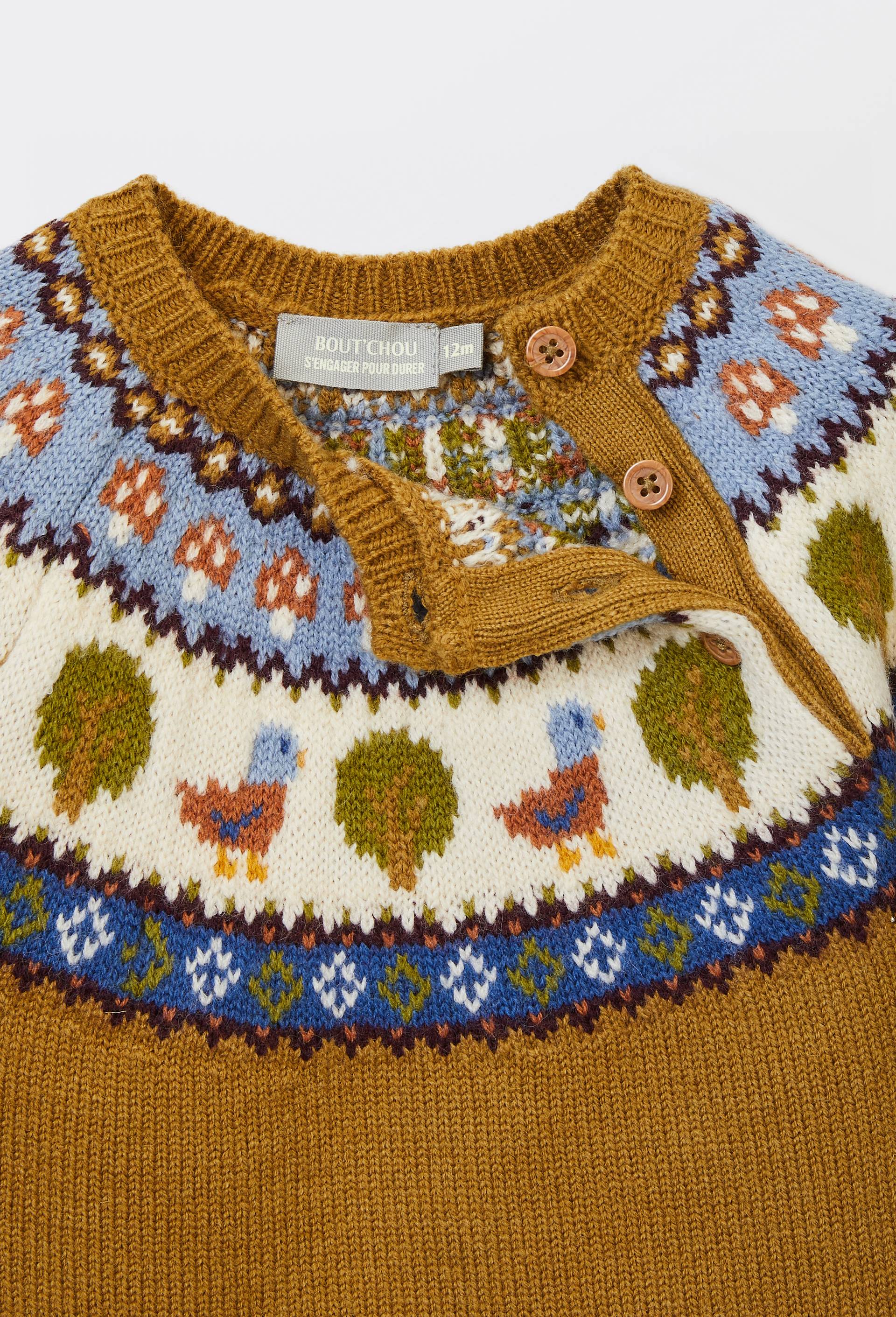 Pull jacquard imprim&eacute;, Beige fonc&eacute;, large image number 3