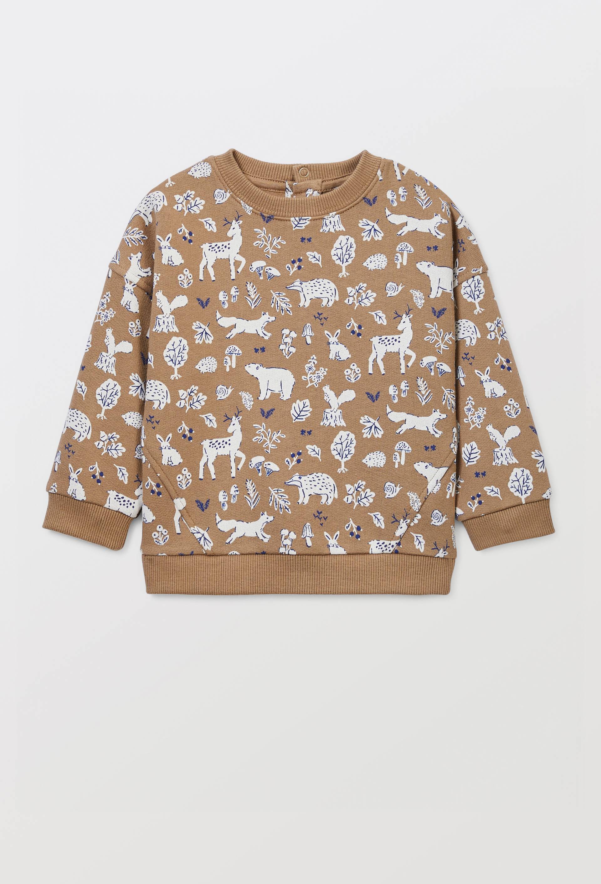 Sweat imprim&eacute; en coton BIO GOTS, Beige, large image number 0.0