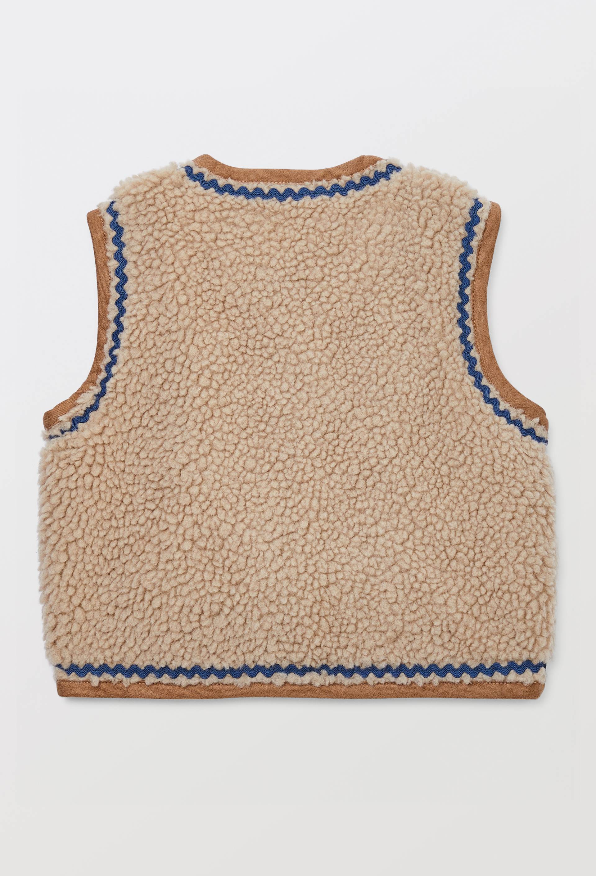 Gilet sans manches en sherpa brod&eacute;, Beige, large image number 1.0