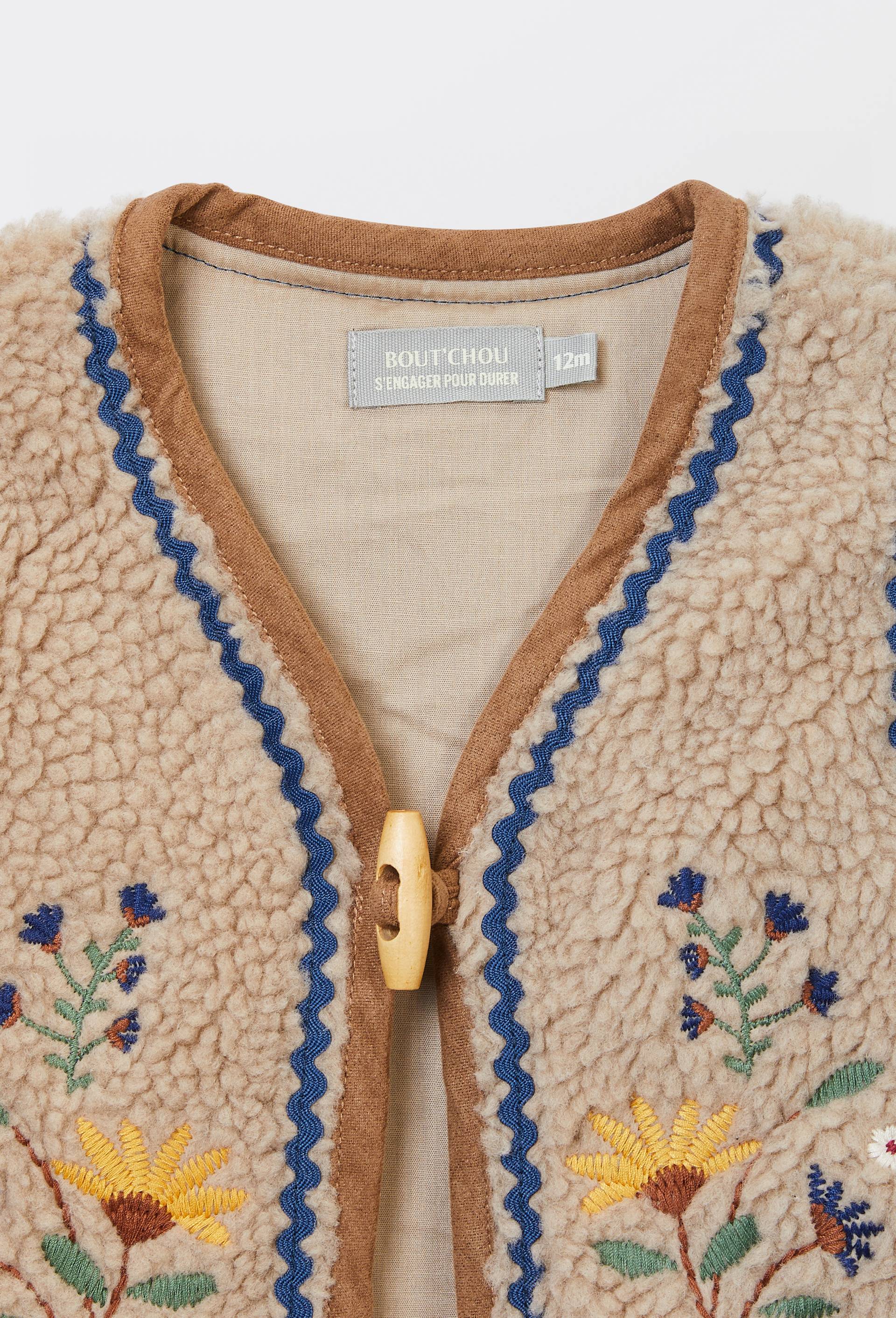 Gilet sans manches en sherpa brod&eacute;, Beige, large image number 2