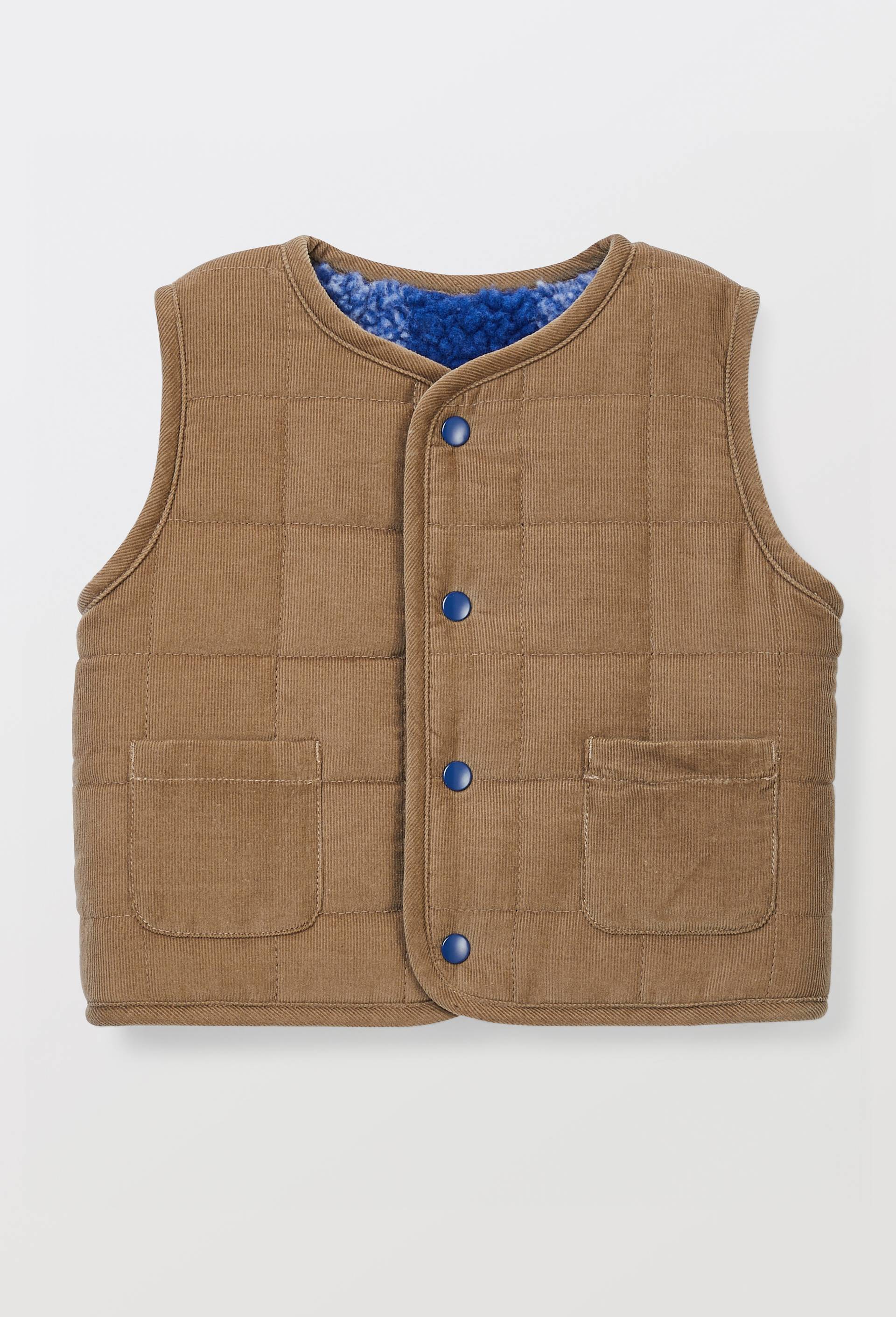 Gilet sans manches r&eacute;versible &agrave; carreaux, Bleu fonc&eacute;, large image number 2.0