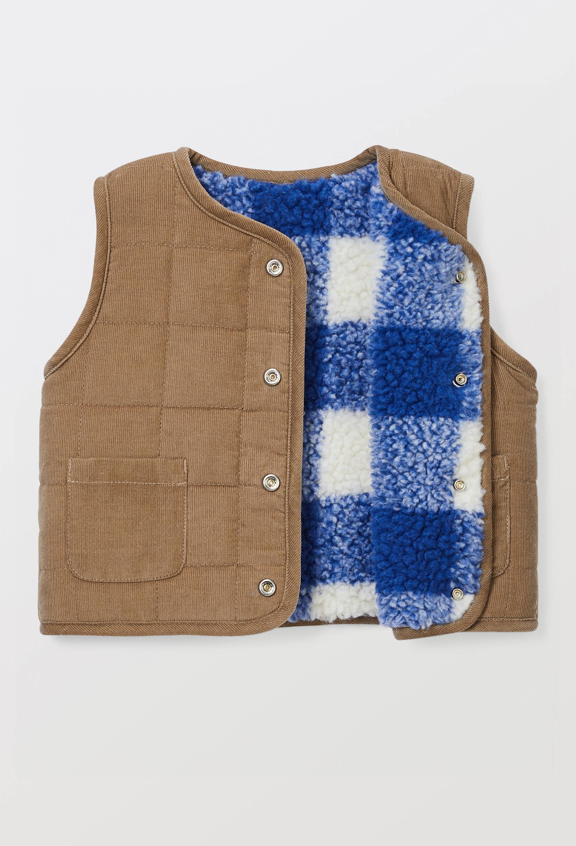 Gilet sans manches r&eacute;versible &agrave; carreaux, Bleu fonc&eacute;, large image number 4.0