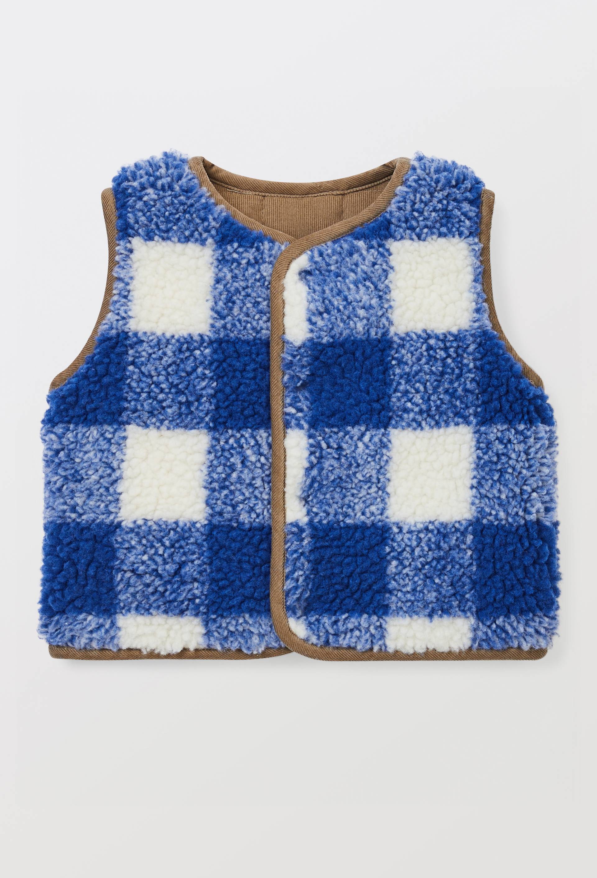 Gilet sans manches r&eacute;versible &agrave; carreaux, Bleu fonc&eacute;, large image number 5