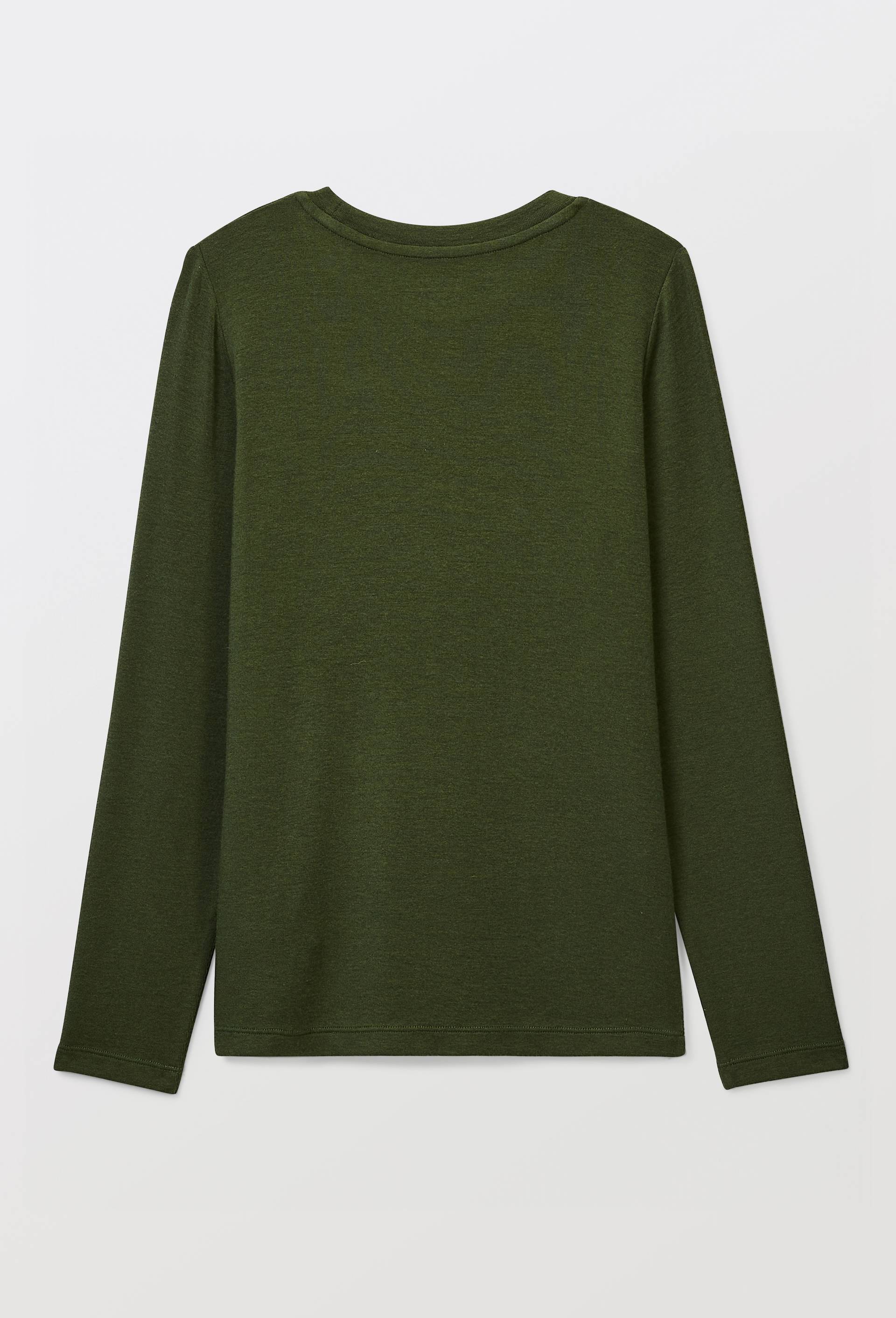 T-shirt chaud manches longues contenant de la laine, Vert fonc&eacute;, large image number 2