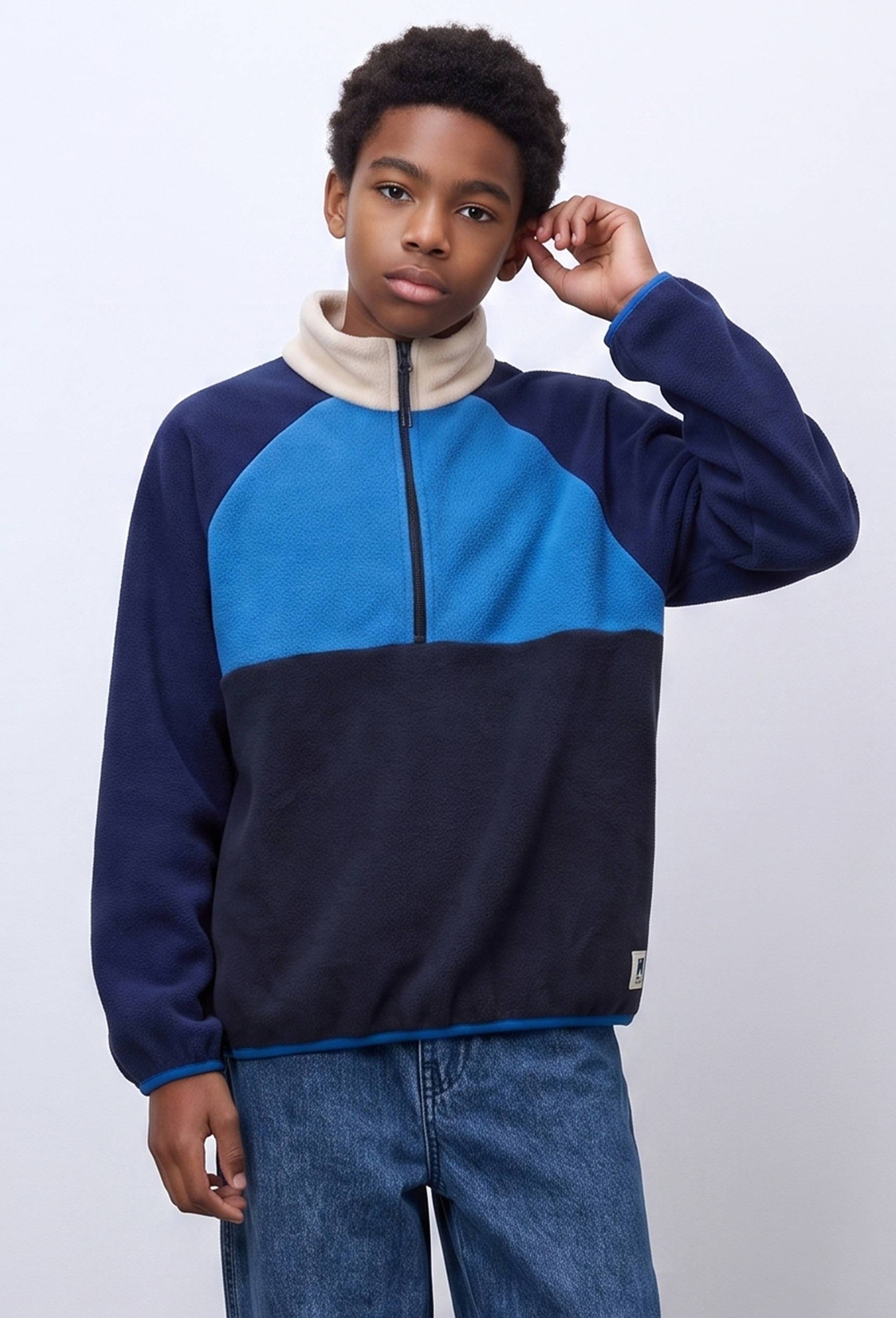 Veste polaire avec poche poitrine, Bleu, swatch image