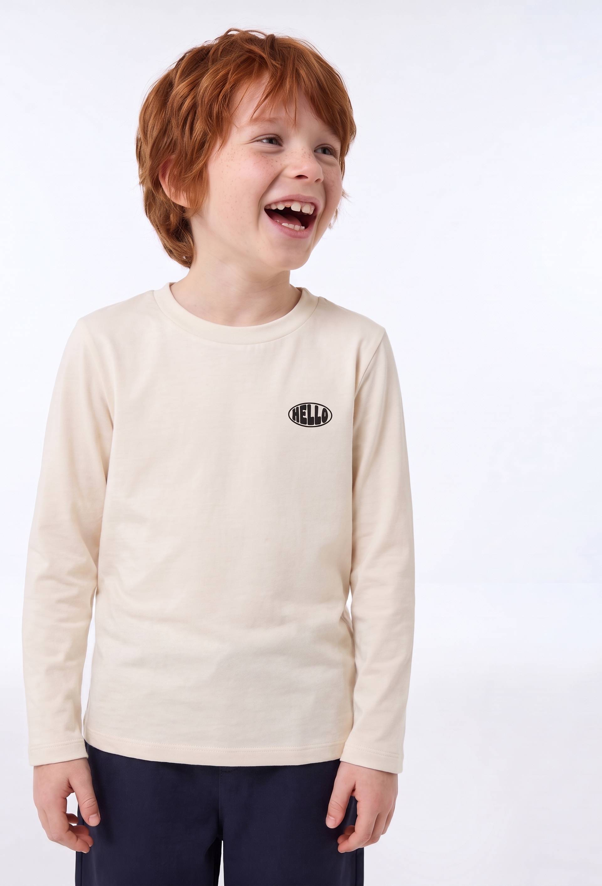 T-Shirt manches longues chaud en coton BIO GOTS, Beige clair, large image number 0