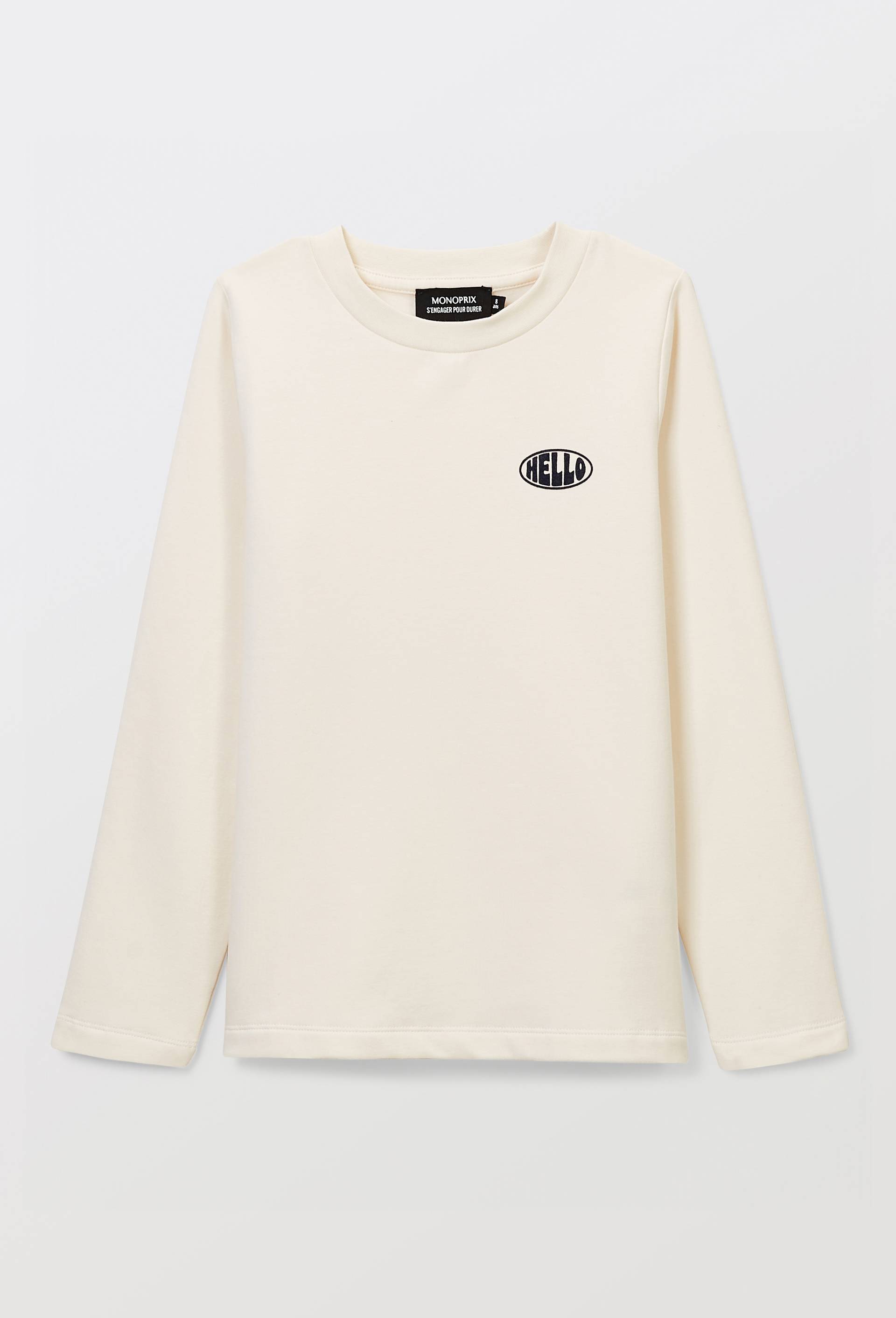 T-Shirt manches longues chaud en coton BIO GOTS, Beige clair, large image number 1.0