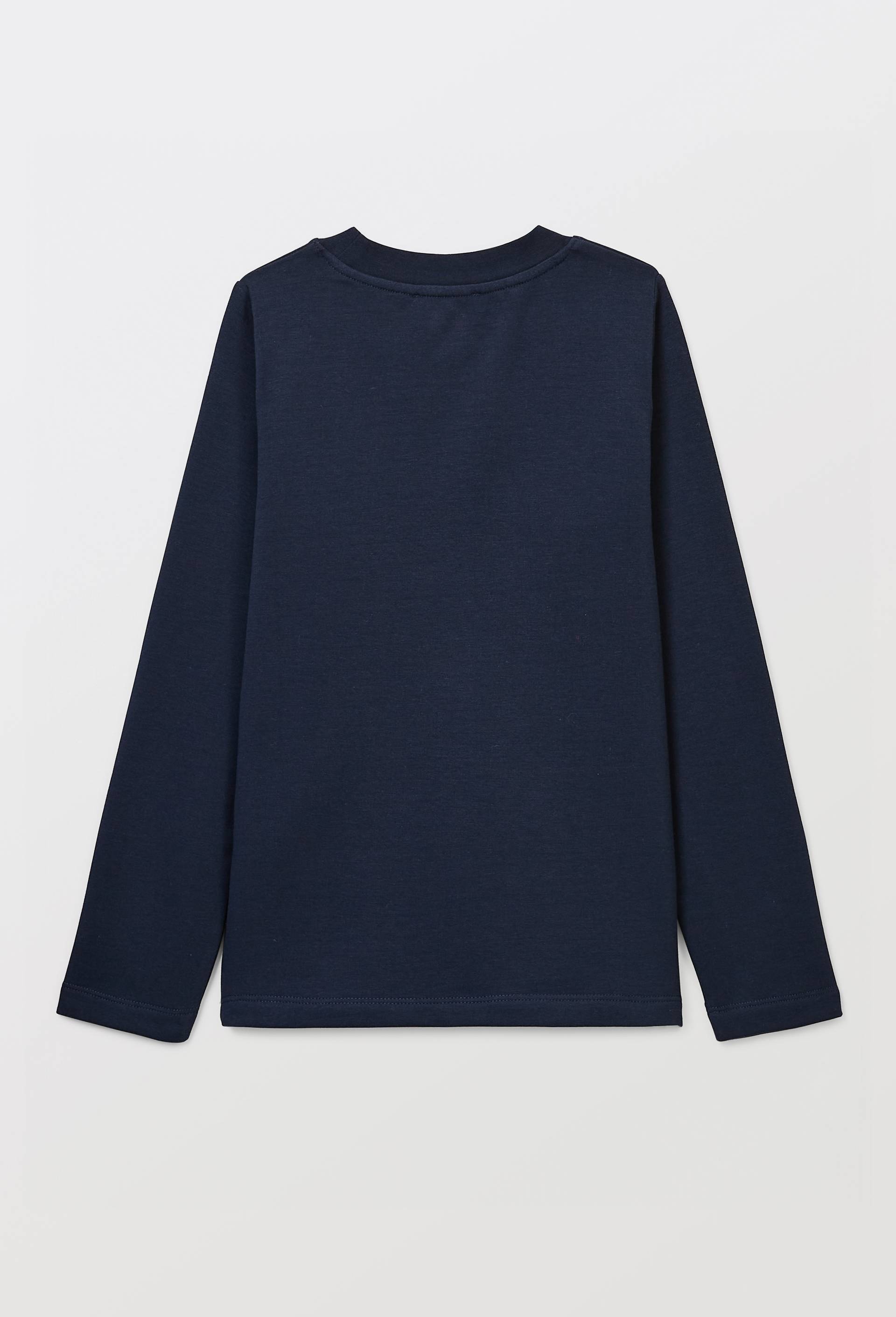 T-Shirt manches longues chaud en coton BIO GOTS, Bleu fonc&eacute;, large image number 2