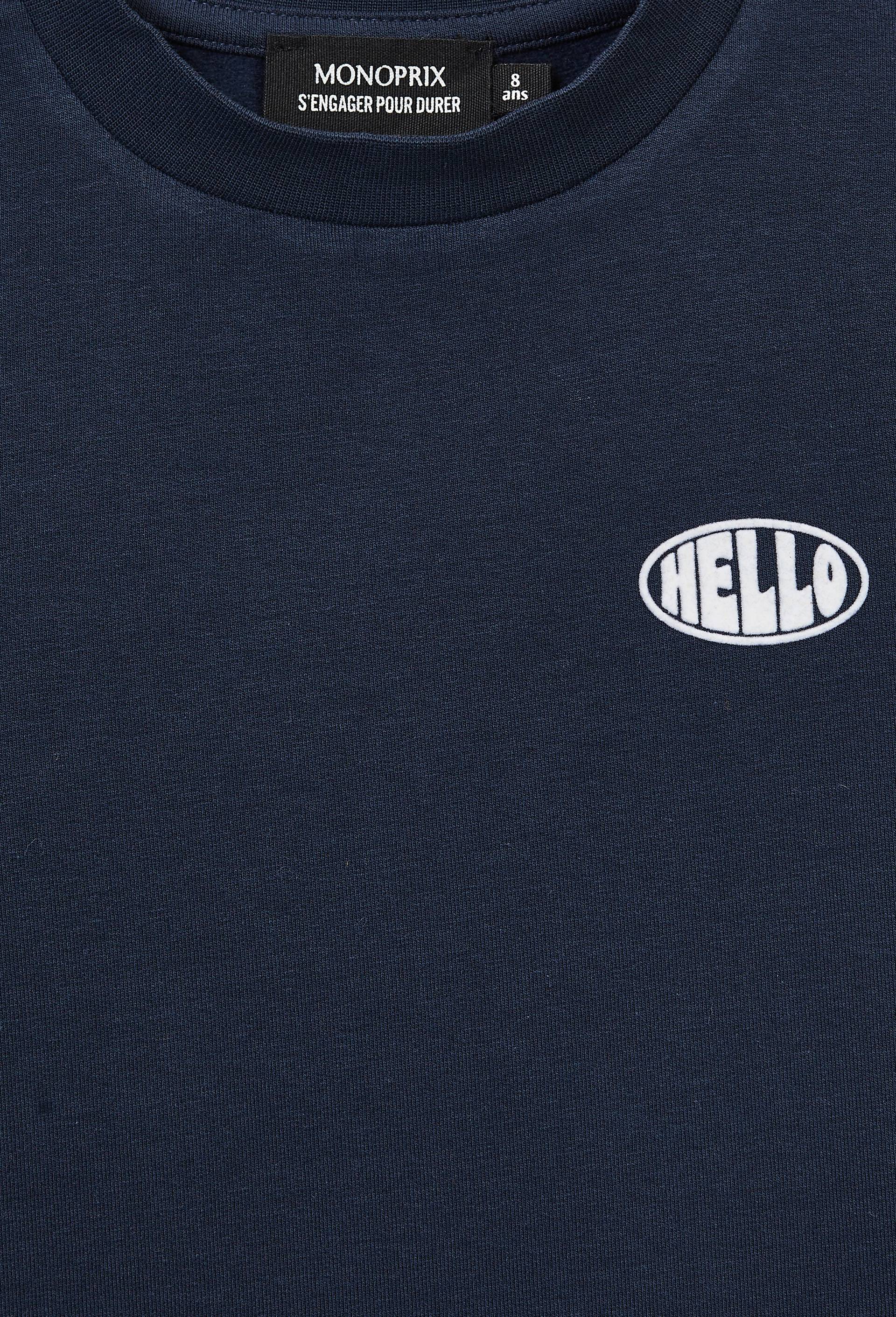 T-Shirt manches longues chaud en coton BIO GOTS, Bleu fonc&eacute;, large image number 3