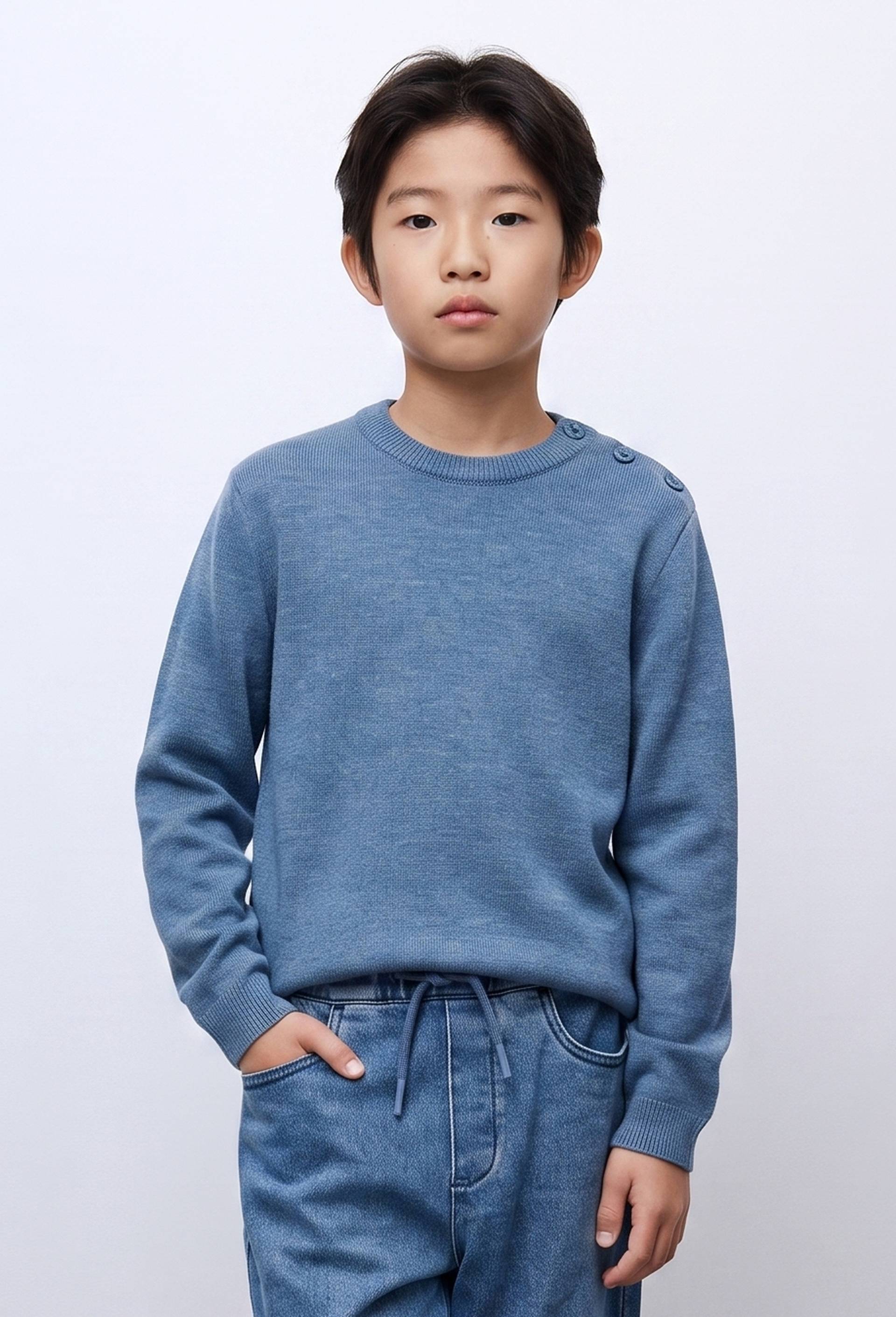 Pull uni contenant de la laine, Bleu, large image number 1