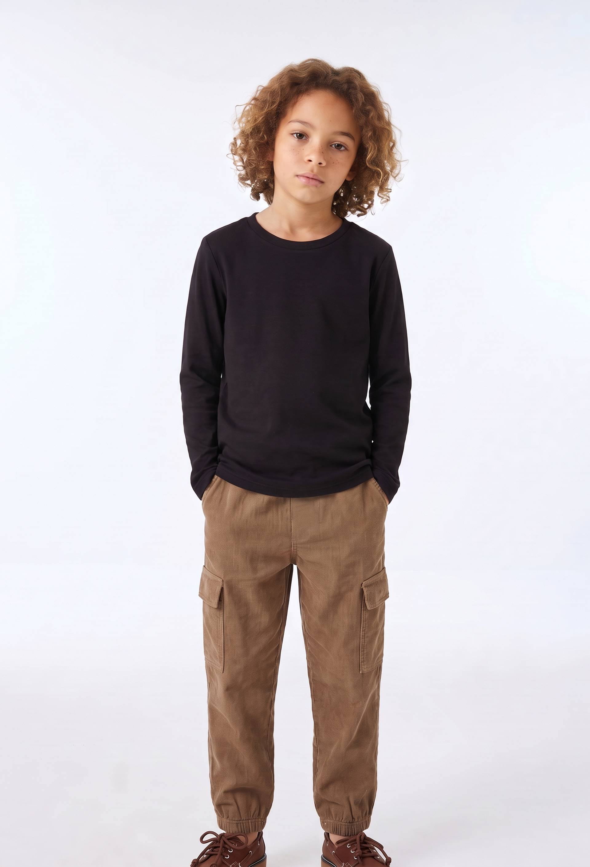 Pantalon en velours &agrave; poches, Brun, swatch image