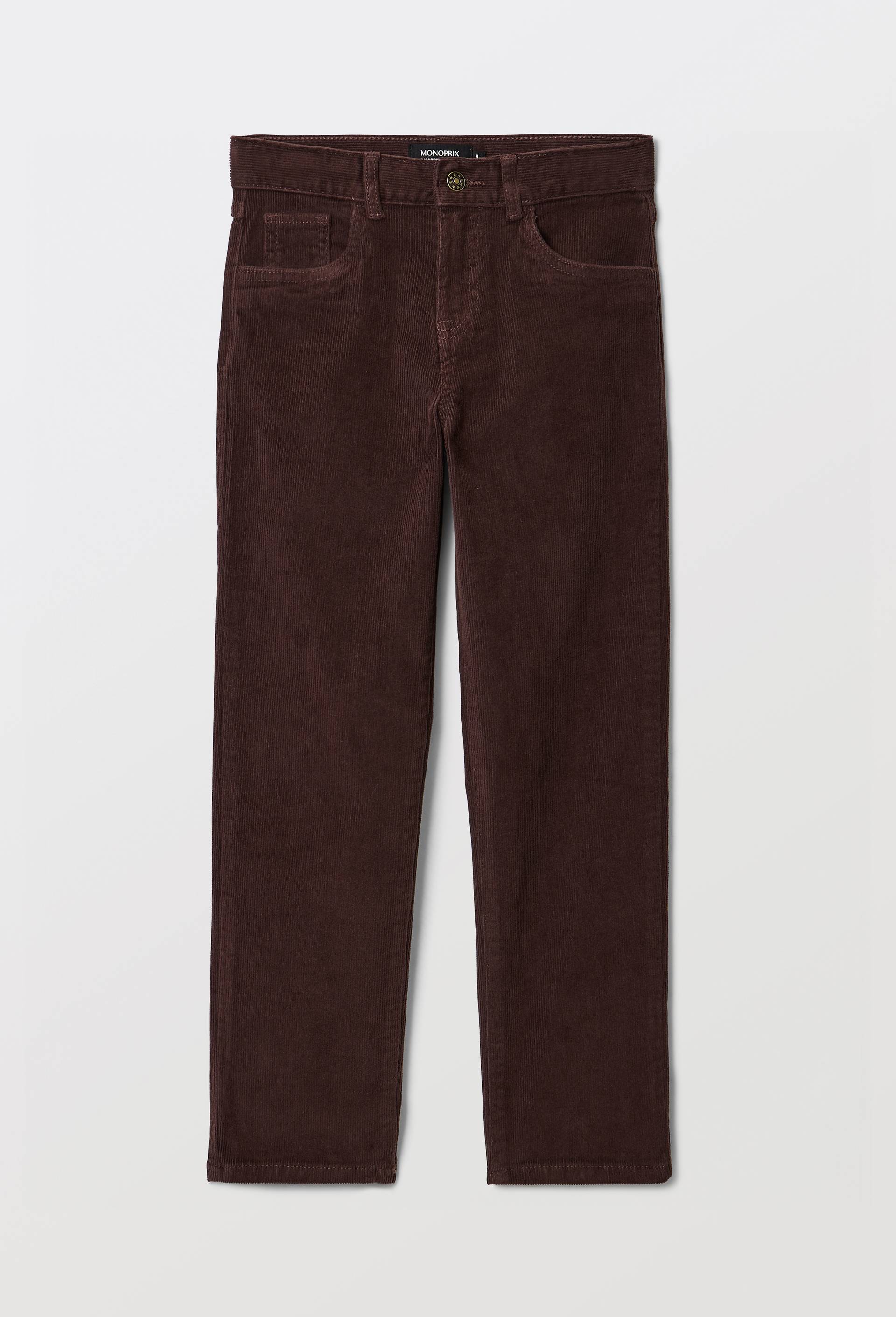 Pantalon droit en velours, Brun fonc&eacute;, large image number 0.0