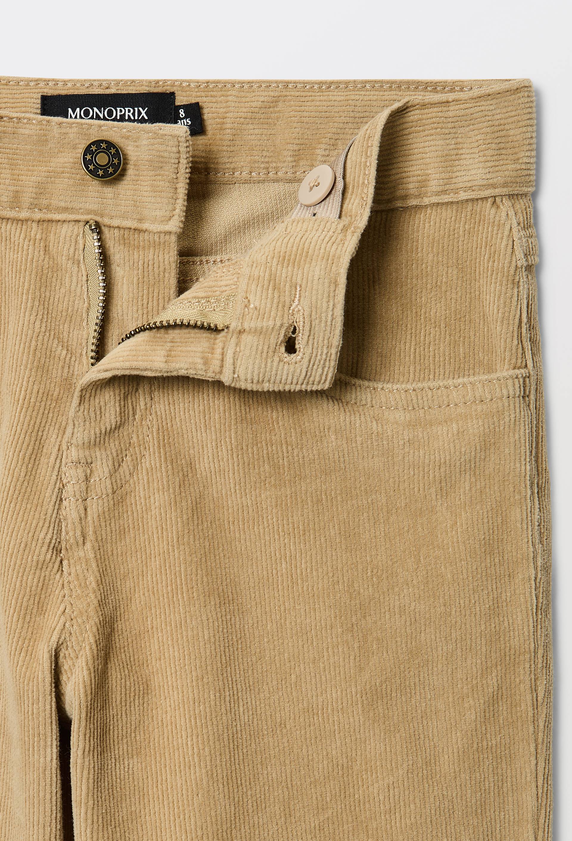 Pantalon slim en velours en coton, Beige, large image number 2