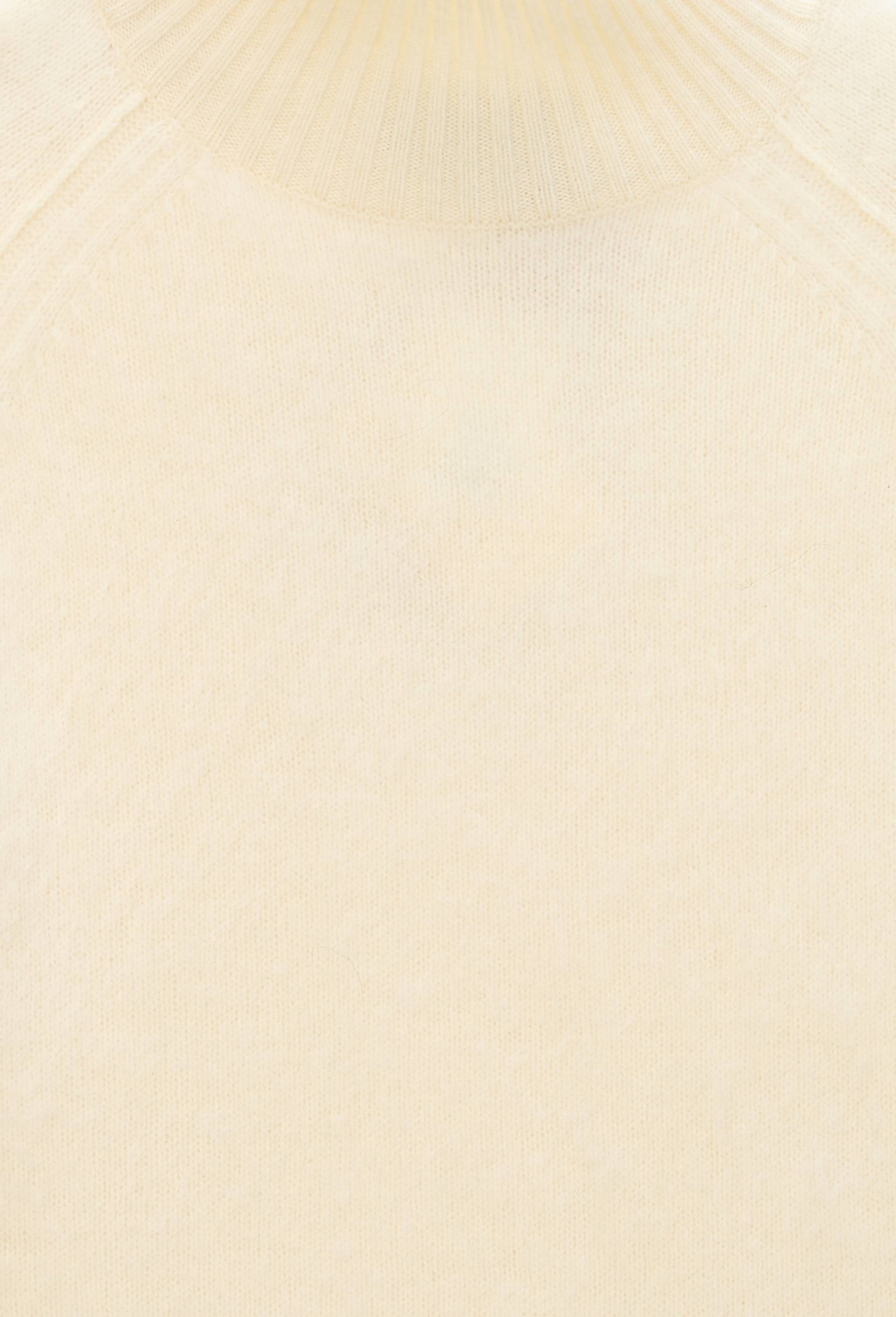 Pull manches longues col montant en laine bross&eacute;e, Ecru, large image number 4
