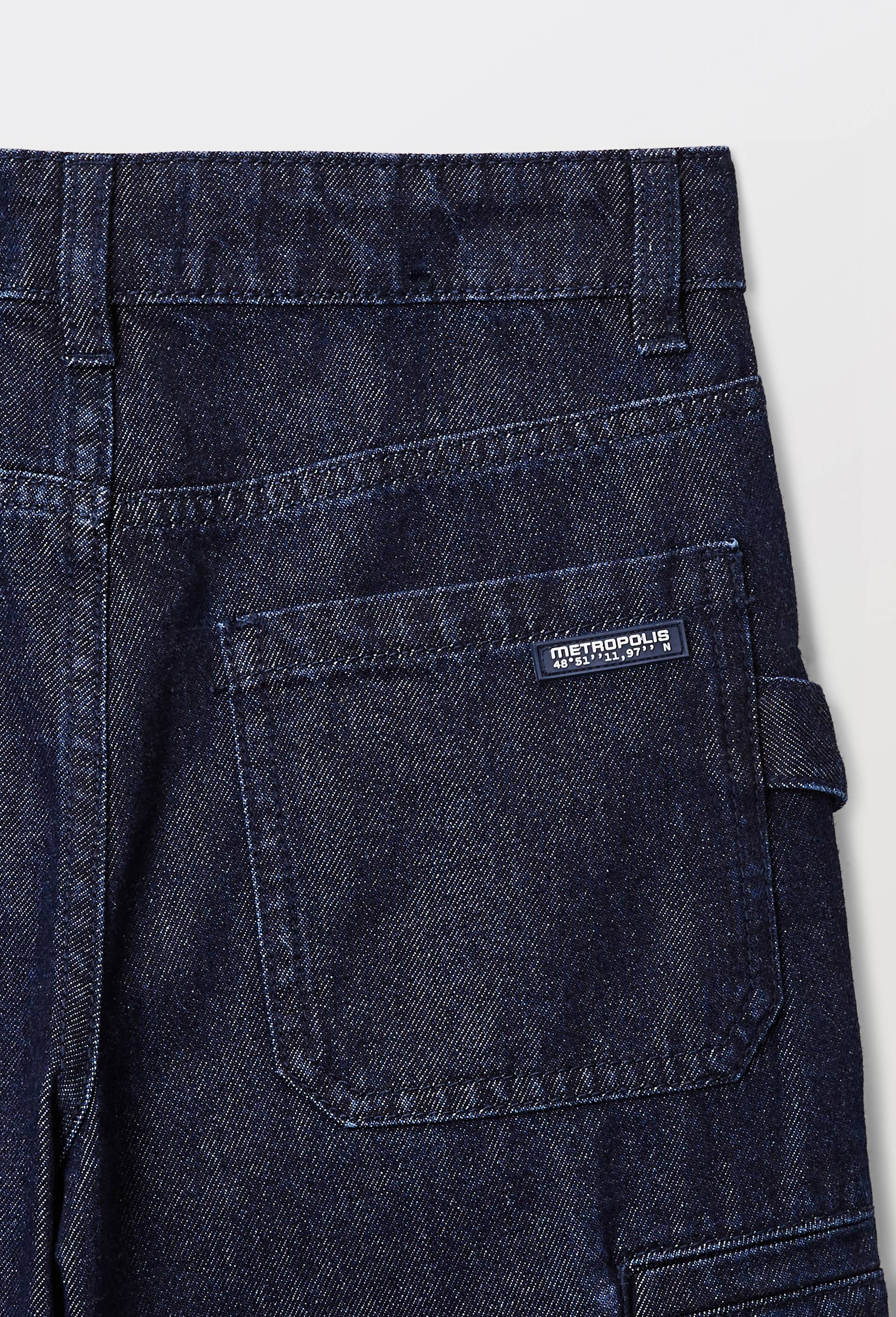 Jean cargo taille &eacute;lastiqu&eacute;e contenant du coton, Bleu, large image number 5