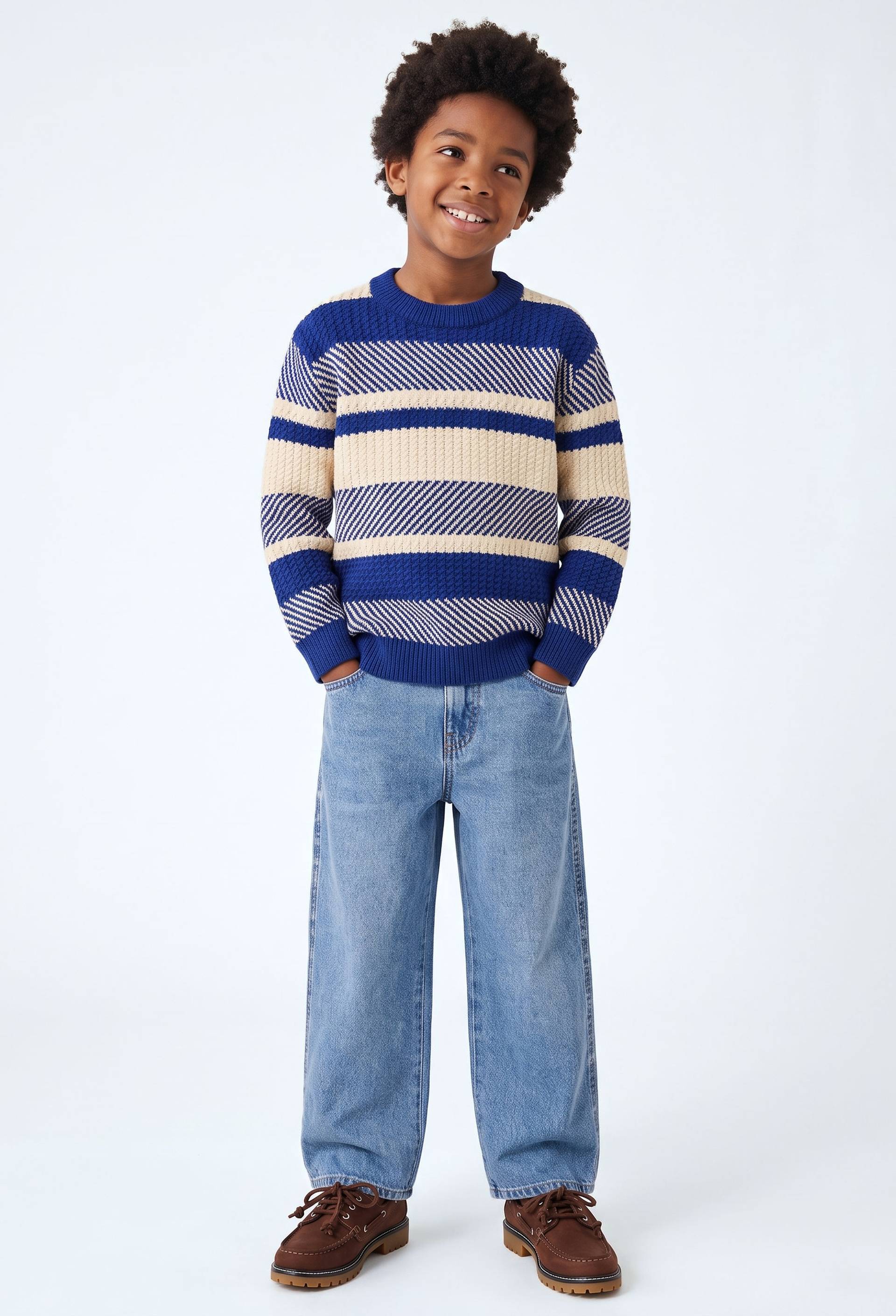 Jean cargo taille &eacute;lastiqu&eacute;e contenant du coton, Bleu, large image number 0