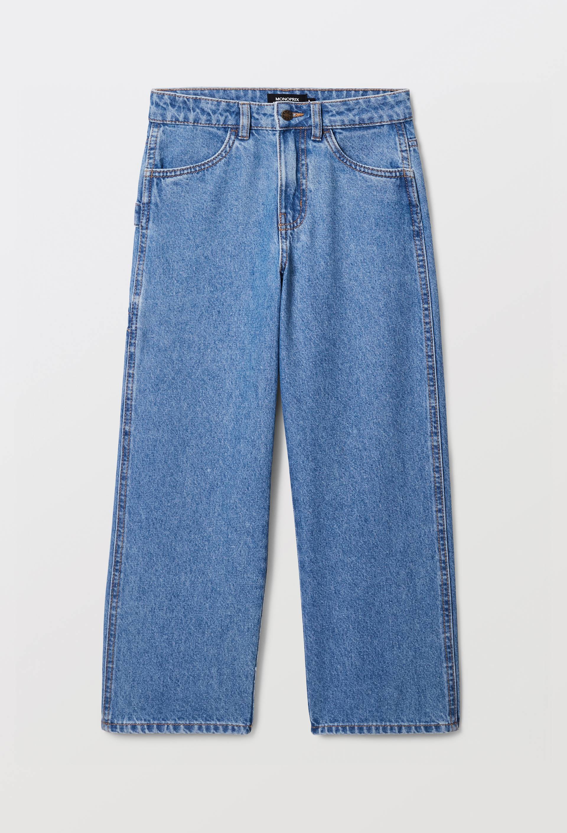 Jean cargo taille &eacute;lastiqu&eacute;e contenant du coton, Bleu, large image number 1.0