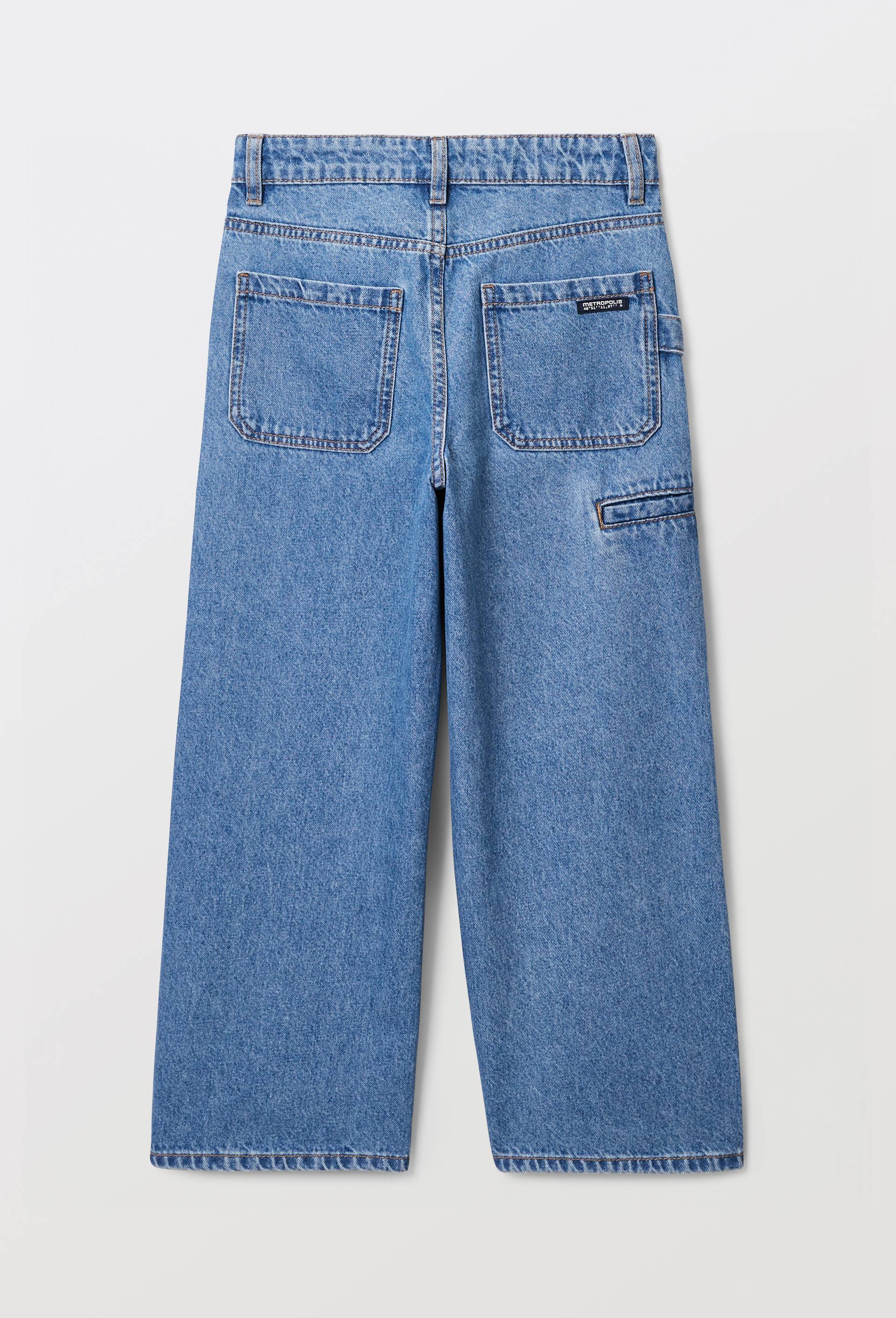 Jean cargo taille &eacute;lastiqu&eacute;e contenant du coton, Bleu, large image number 2