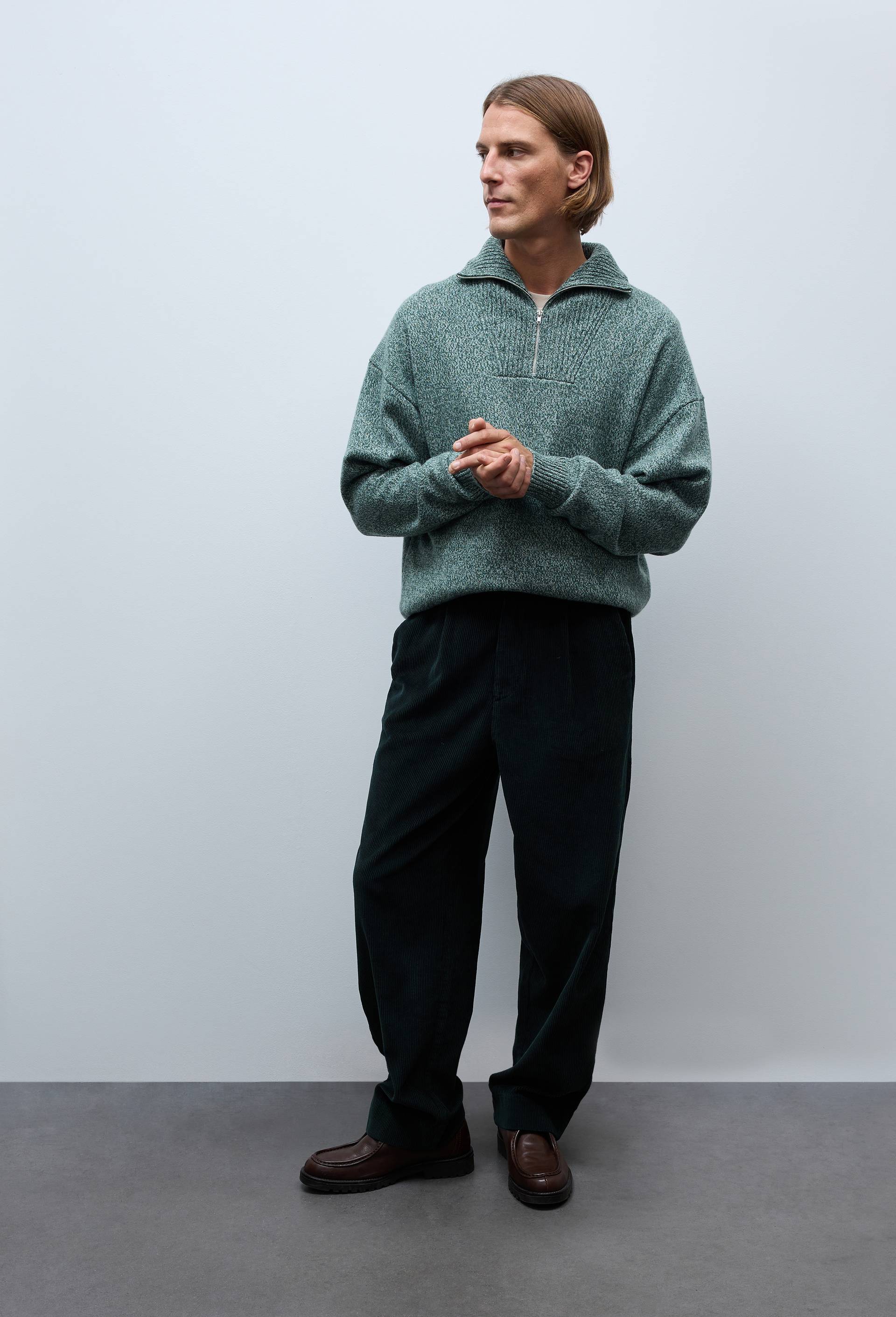 Pantalon velours en coton, Vert fonc&eacute;, large image number 0