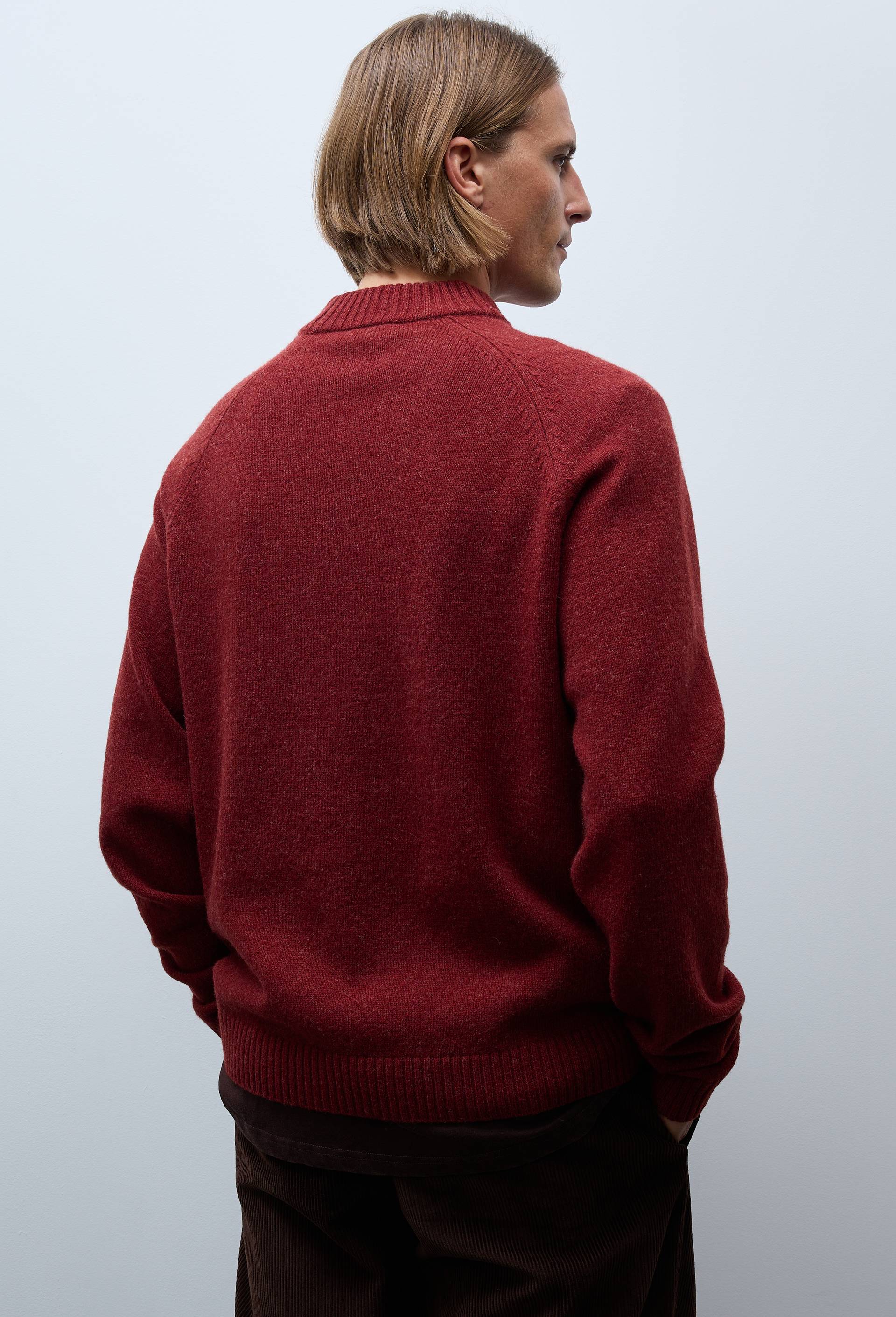 Pull col rond en laine, Brun, large image number 1.0